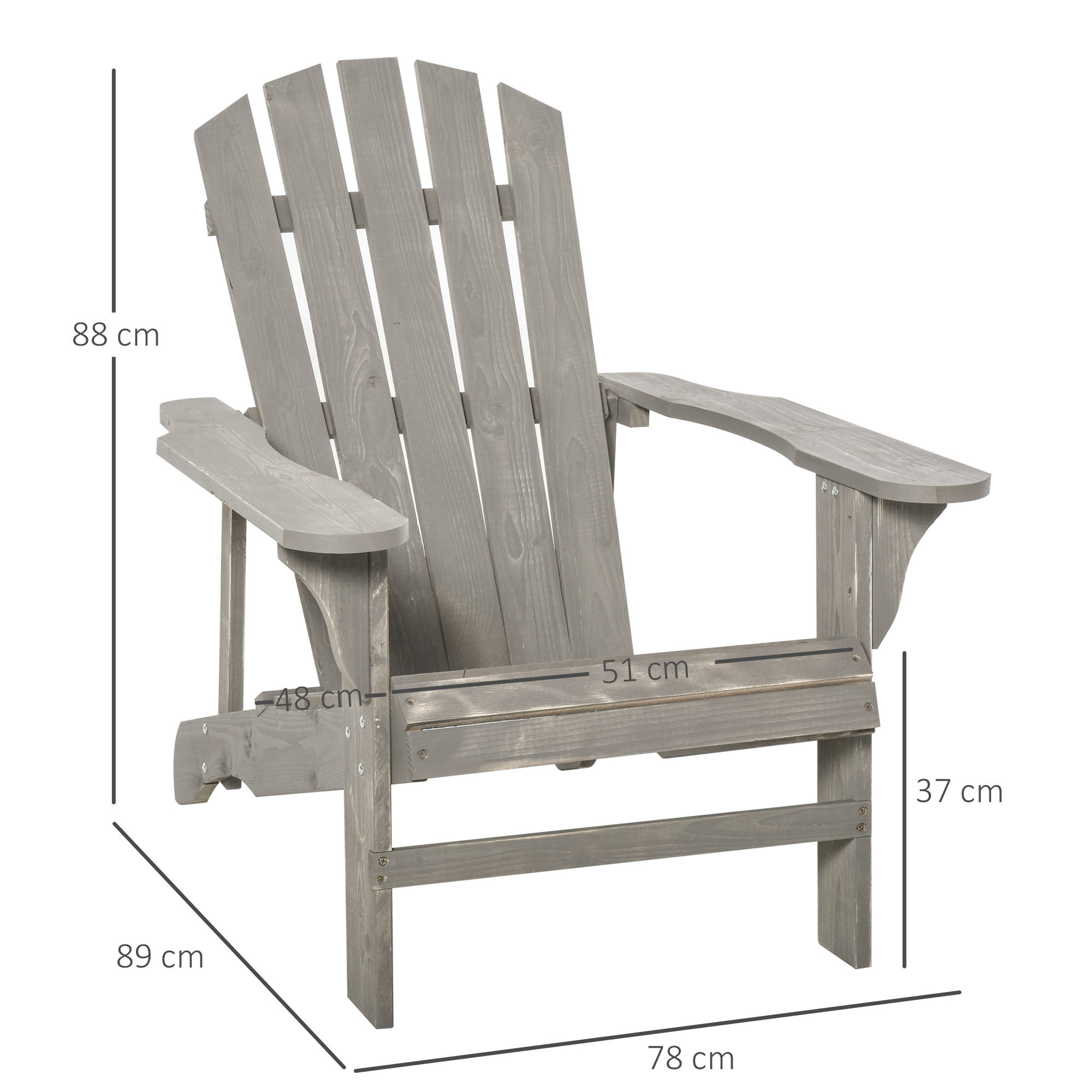 Adirondack Stuhl wetterfest Adirondack Chair aus Holz Outdoor Gartenstuhl mit Hoher Rückenlehne Armlehnen