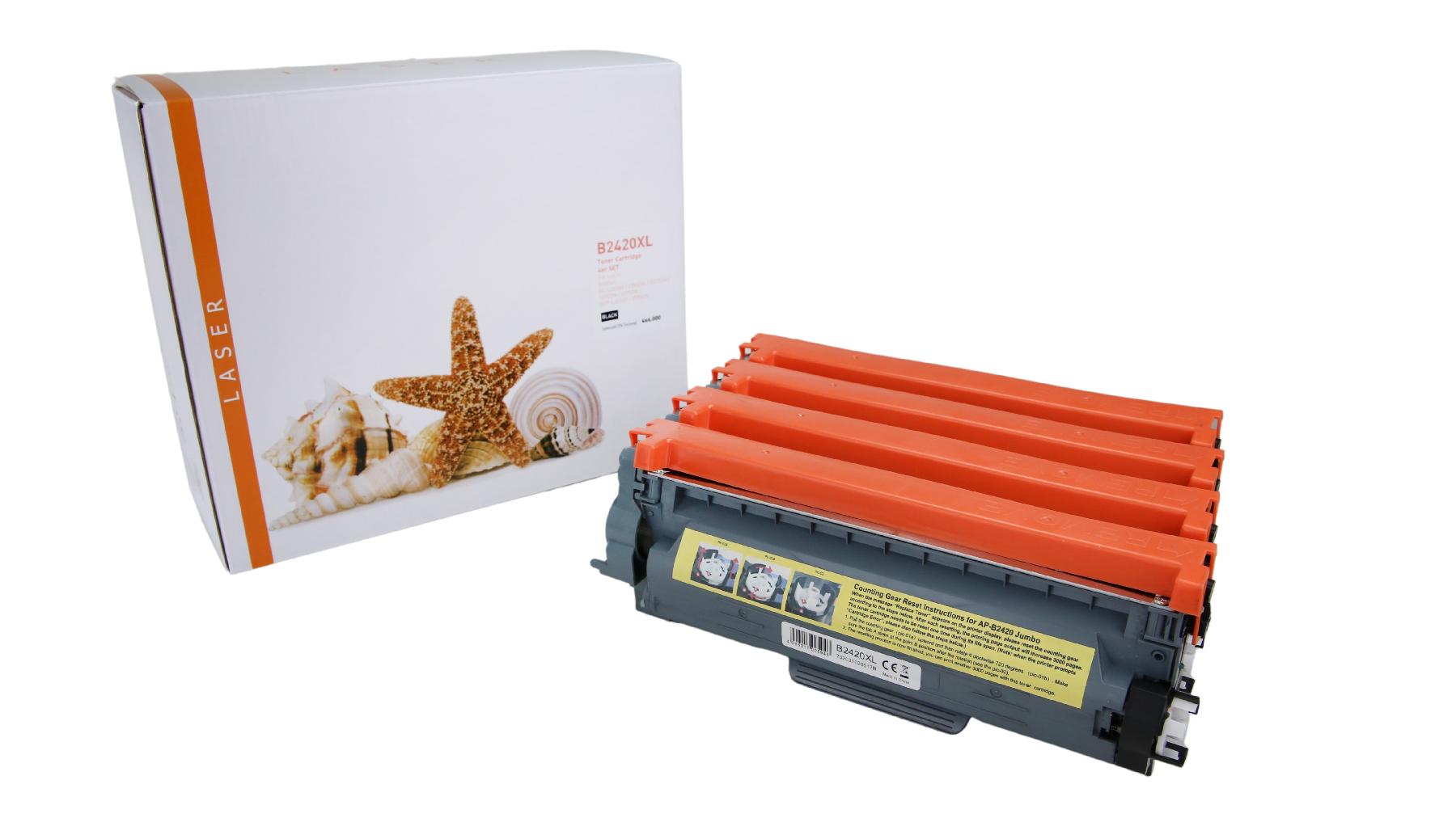 4er Set TN2420XL alternativ Toner schwarz für Brother / TN2420XL / 4x6.000 Seiten