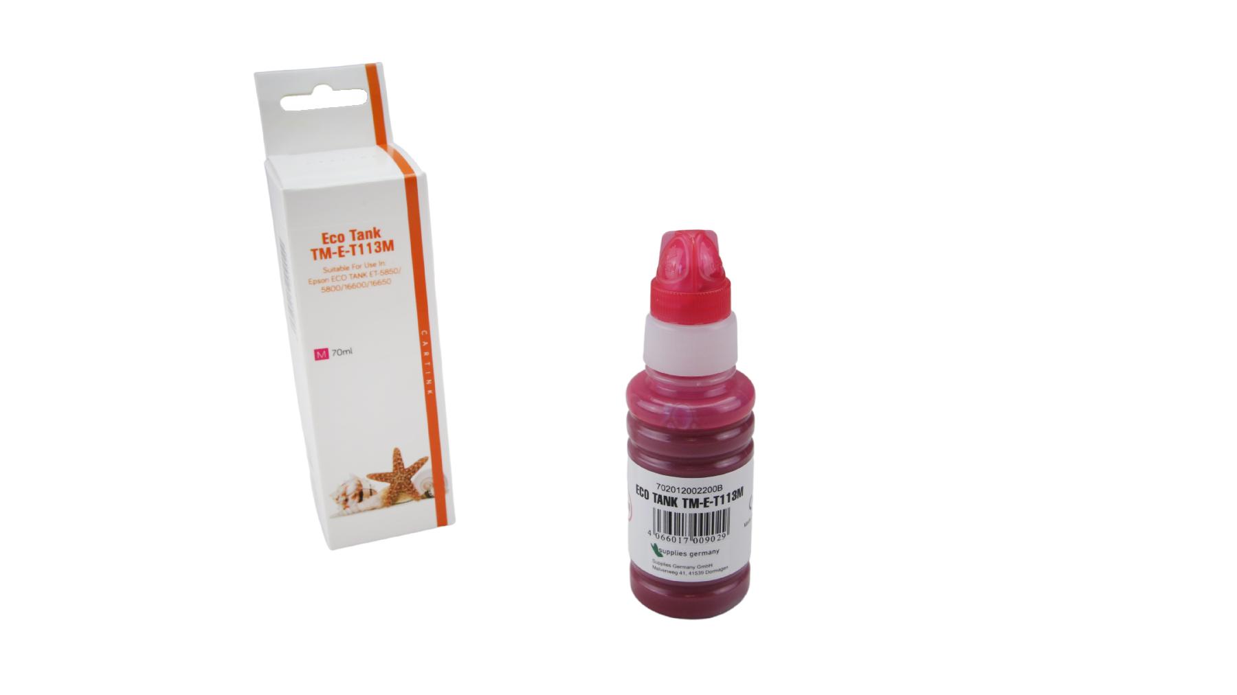 T113M Eco Tank Nachfüllflasche Magenta für Epson / C13T06B340 / 70ml T113M Eco Tank Nachfüllflasche Magenta für Epson / C13T06B340 / 70ml