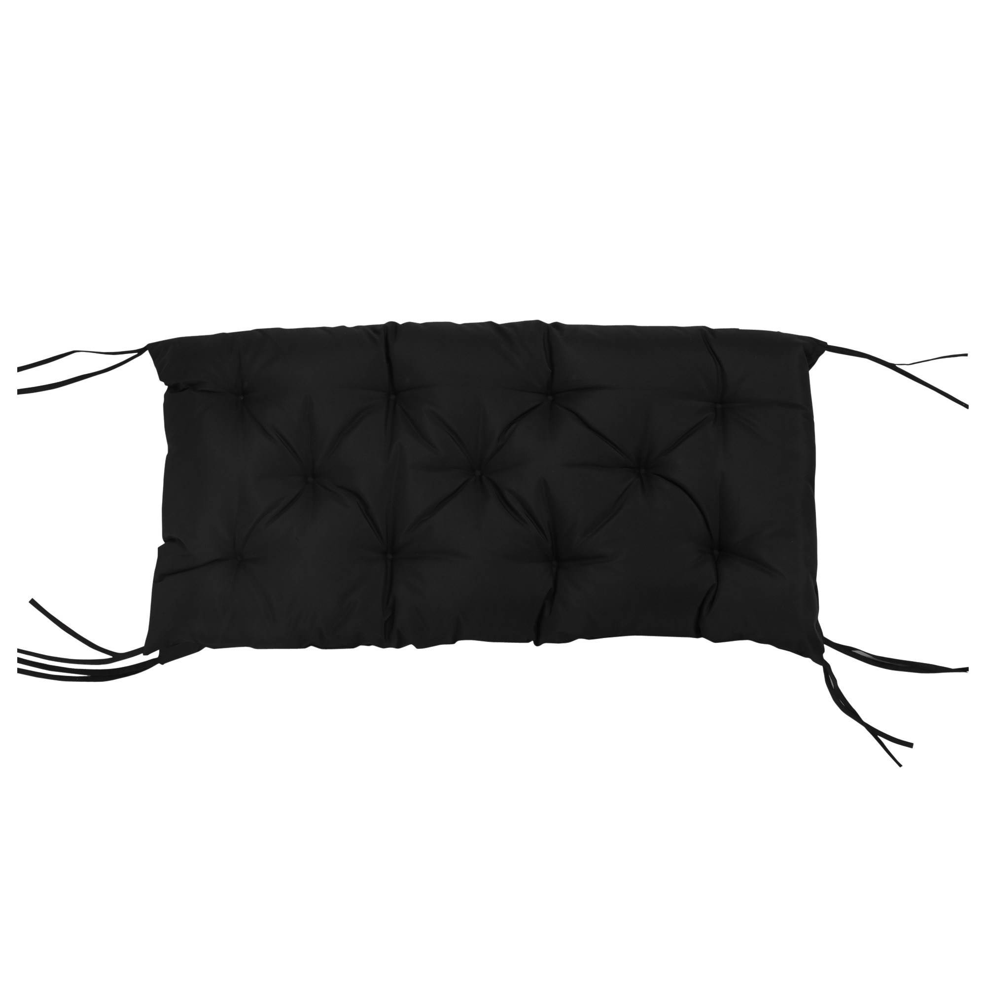 3 Sitzer Bankauflage 100x98x8 cm Bankkissen mit Bändern, Bankpolster für Gartenmöbel Hollywoodschaukel, Schwarz
