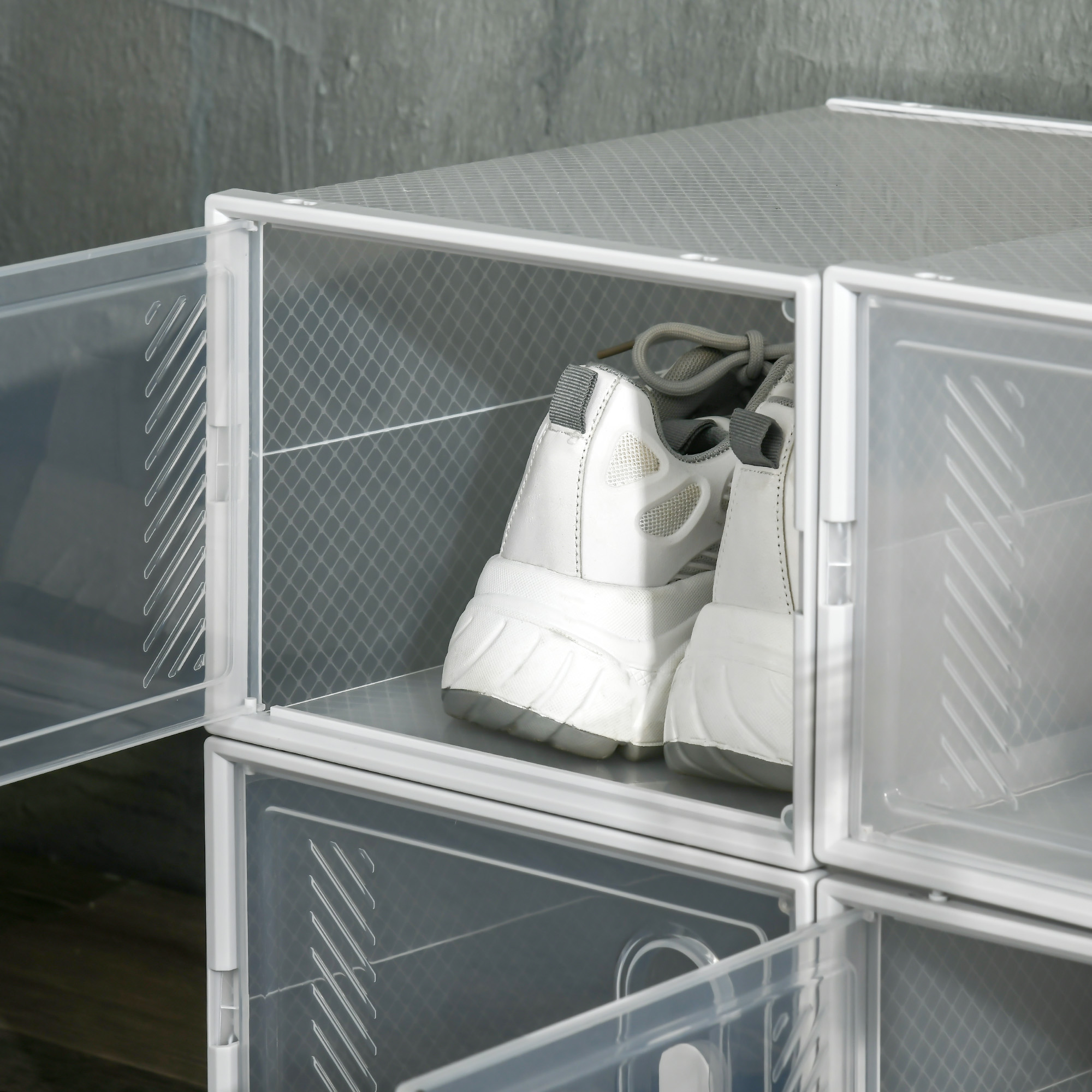 Modulares Regalsystem mit 8 Fächern, Steckregal, 25 cm x 35 cm x 19 cm, Transparent