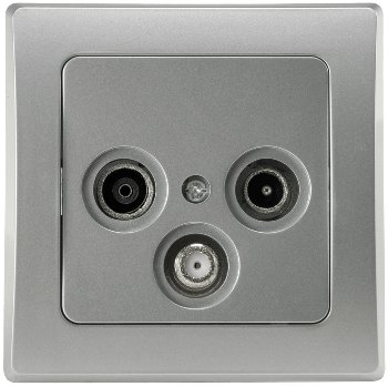 DELPHI Antennendose TV+Radio+Sat / inkl. Rahmen, UP, silber