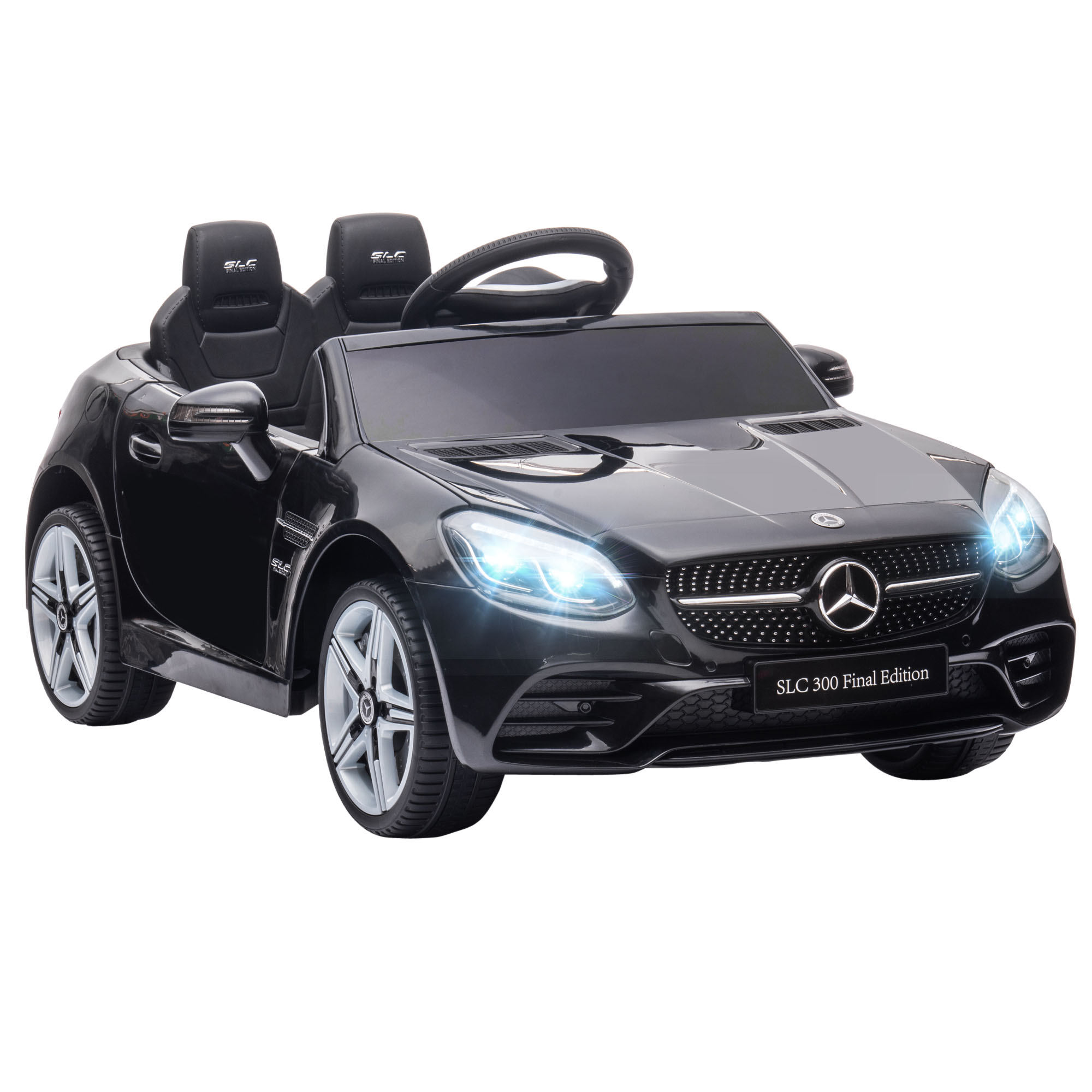 Kinder-Elektroauto, mit LED-Scheinwerfern, Sicherheitsgurt, Hupe, Musik, 3-5 km/h, schwarz, 107 x 62,5 x 44cm