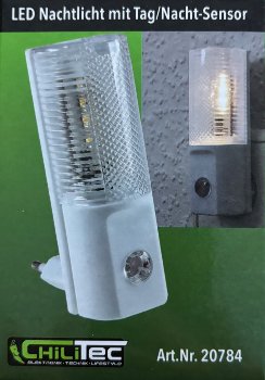 LED Nachtlicht mit Tag/Nacht-Sensor / 230V, warmweiße LEDs, nur 1W