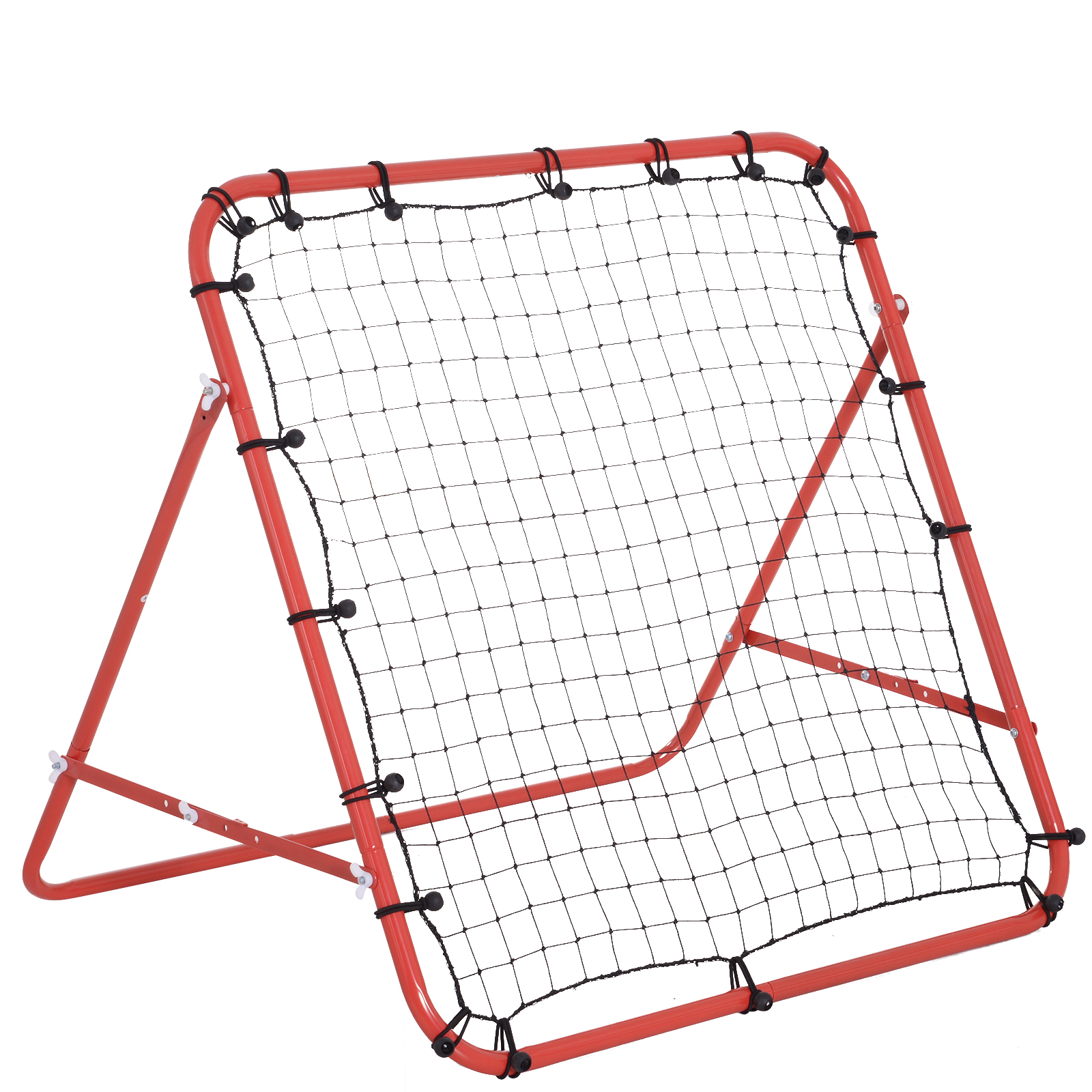 Rebounder für Fußball, 84 x 84 cm Fussball Rebounder mit stufenlos verstellbarem Winkel, Kickback Rückprallwand Fußballtor für Jugendliche Schuss-, Pass- und Ballannahmetraining Rot