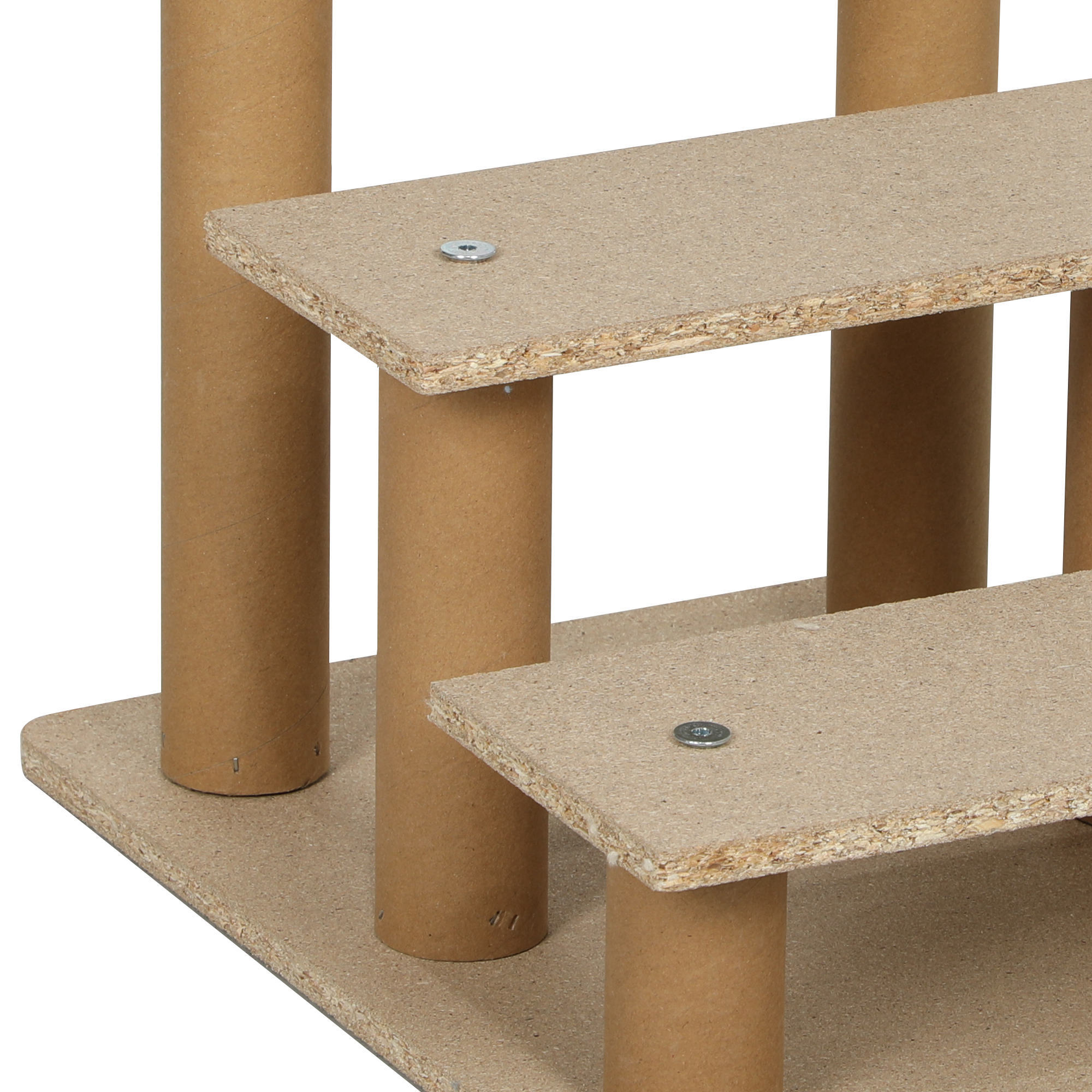 faltbare Haustiertreppe, 3 Stufen, waschbarer Plüschbezug, Spanplatte, 46 x 35 x 35 cm, Hellgrau