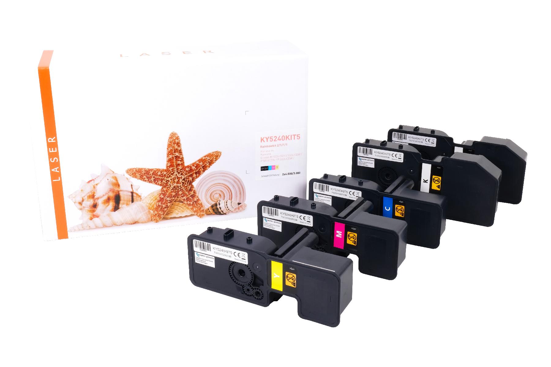 TK5240KIT5 alternativ Toner Rainbowkit für Kyoc / TK5240 / BK2x4.000 / CMY3.000 Seiten