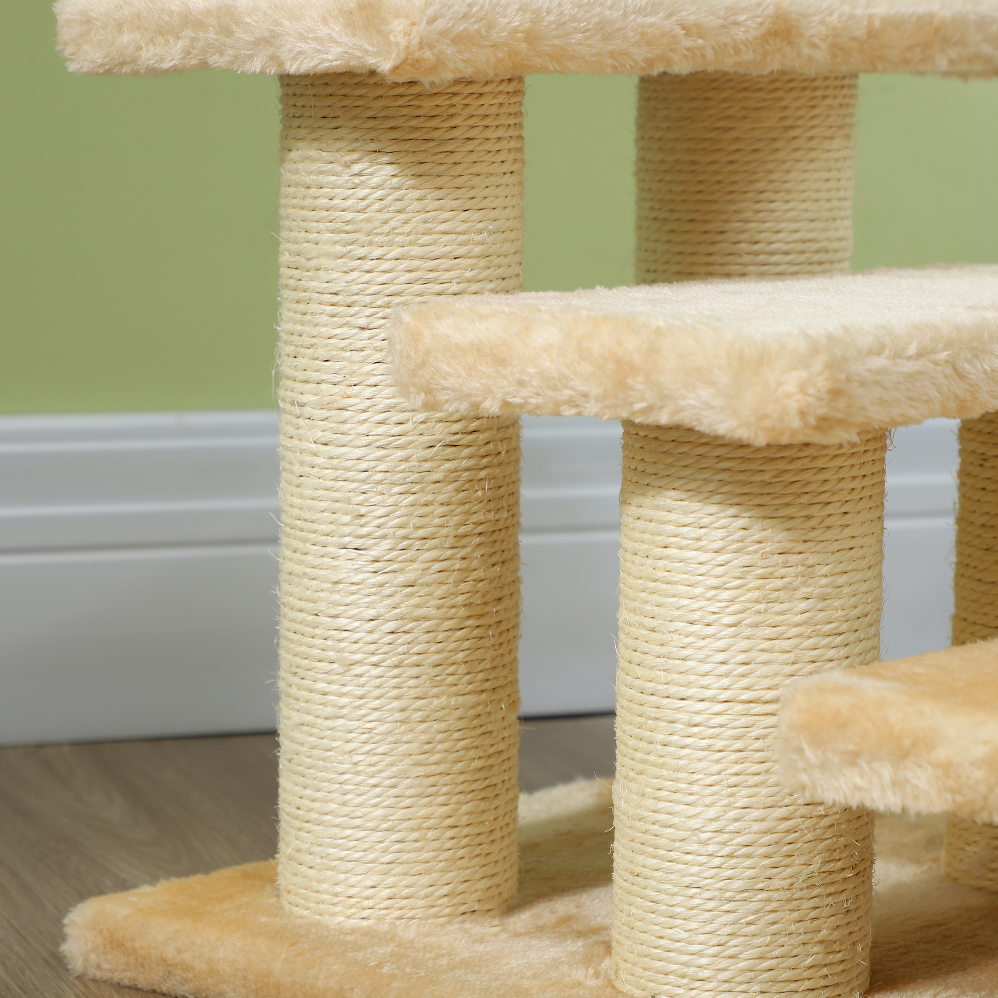Tiertreppe Katzentreppe Hundetreppe 3 Stufen Treppe für Katze und Hunde Plüsch Creme 45 x 35 x 34 cm