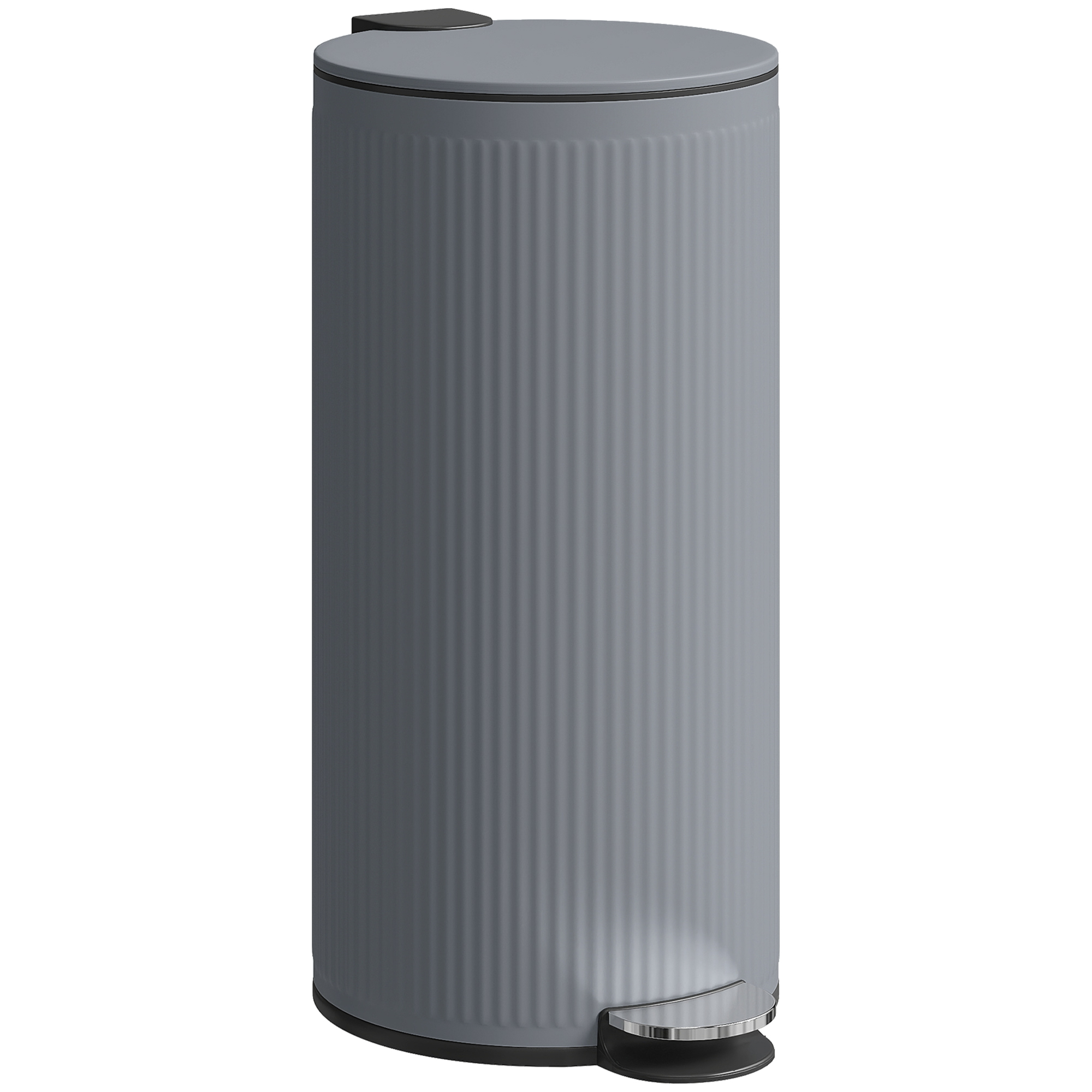 Mülleimer 30l Treteimer mit Softclose-Deckel und Pedal, Inneneimer Metall, Schwarz, 36 x 30 x 60,5 cm