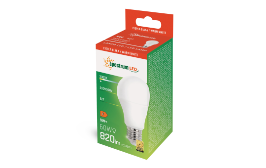 LED-Glühlampe, E27, 820lm, 3000K, 9W, warmweiß