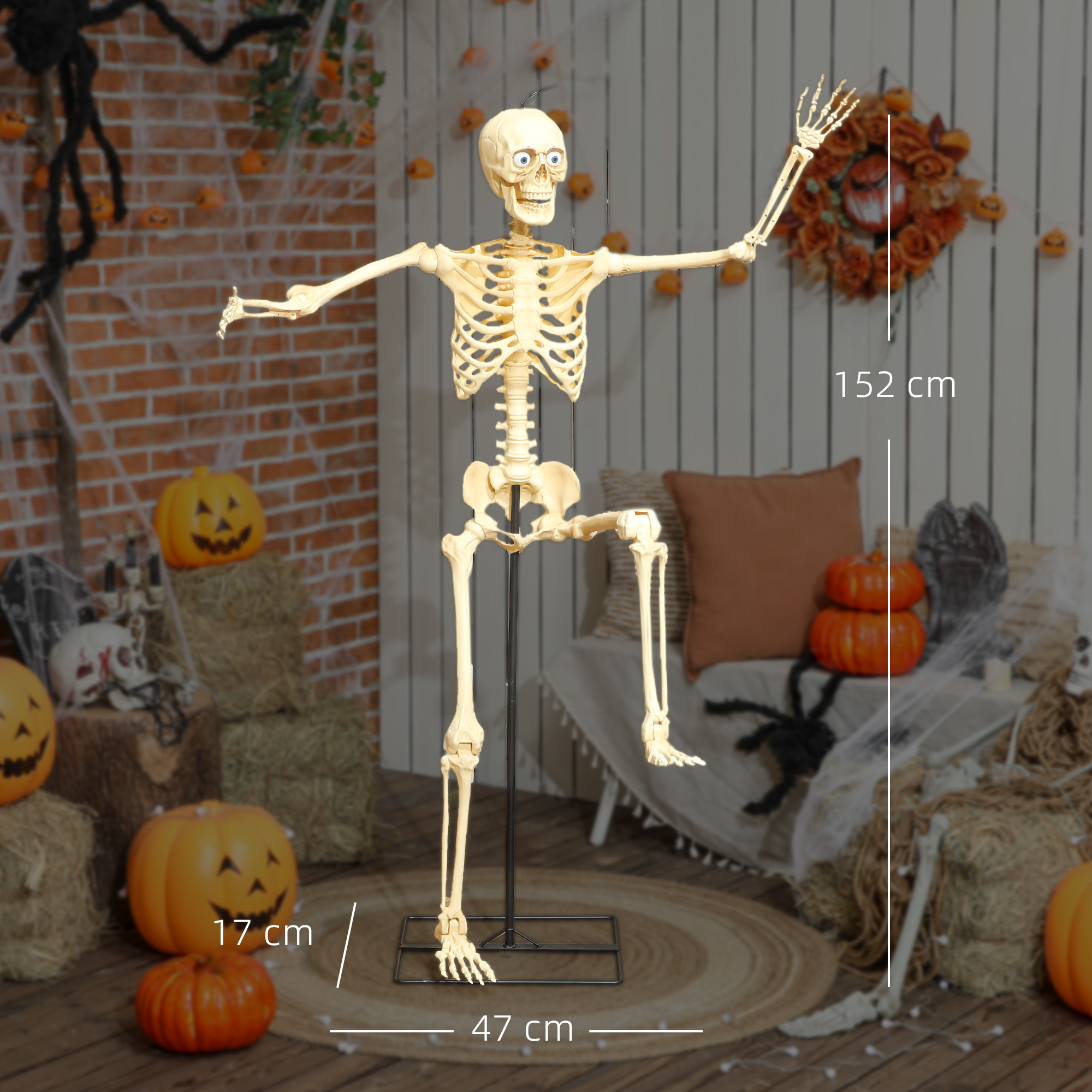 Skelett-Figur, Halloween-Dekoration, bewegliche Arme und Beine, Geräusch-Aktivierung, leuchtende Augen, Batteriebetrieb, 152 cm, Metall, Kunststoff, Gelb Skelett-Figur, Halloween-Dekoration, bewegliche Arme und Beine, Geräusch-Aktivierung, leuchtende Augen, Batteriebetrieb, 152 cm, Metall, Kunststoff, Gelb