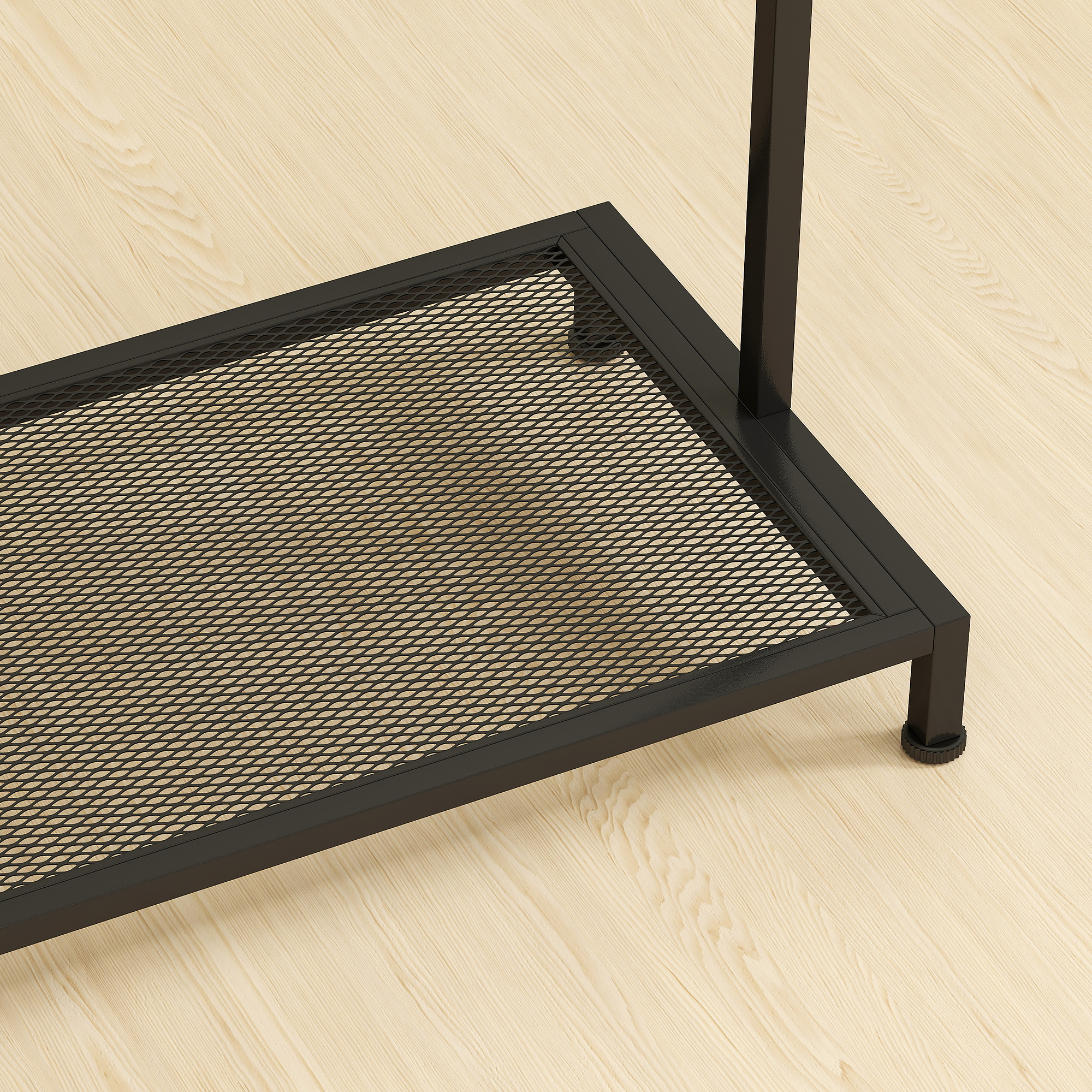 Garderobenständer, Kleiderständer mit Kleiderstange, Schuhregal Ablage Kippschutz Eiche