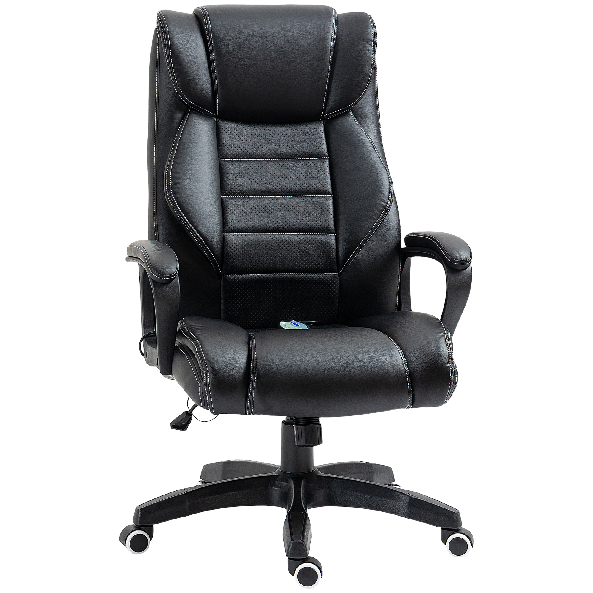Bürostuhl mit Massage höhenverstellbarer Chefsessel ergonomischer Drehstuhl Gamingstuhl Computerstuhl Massage Sessel 6 Vibrationspunkte Leinen-Gefühl einstellbar Schwarz 66 x 78 x 112-120 cm