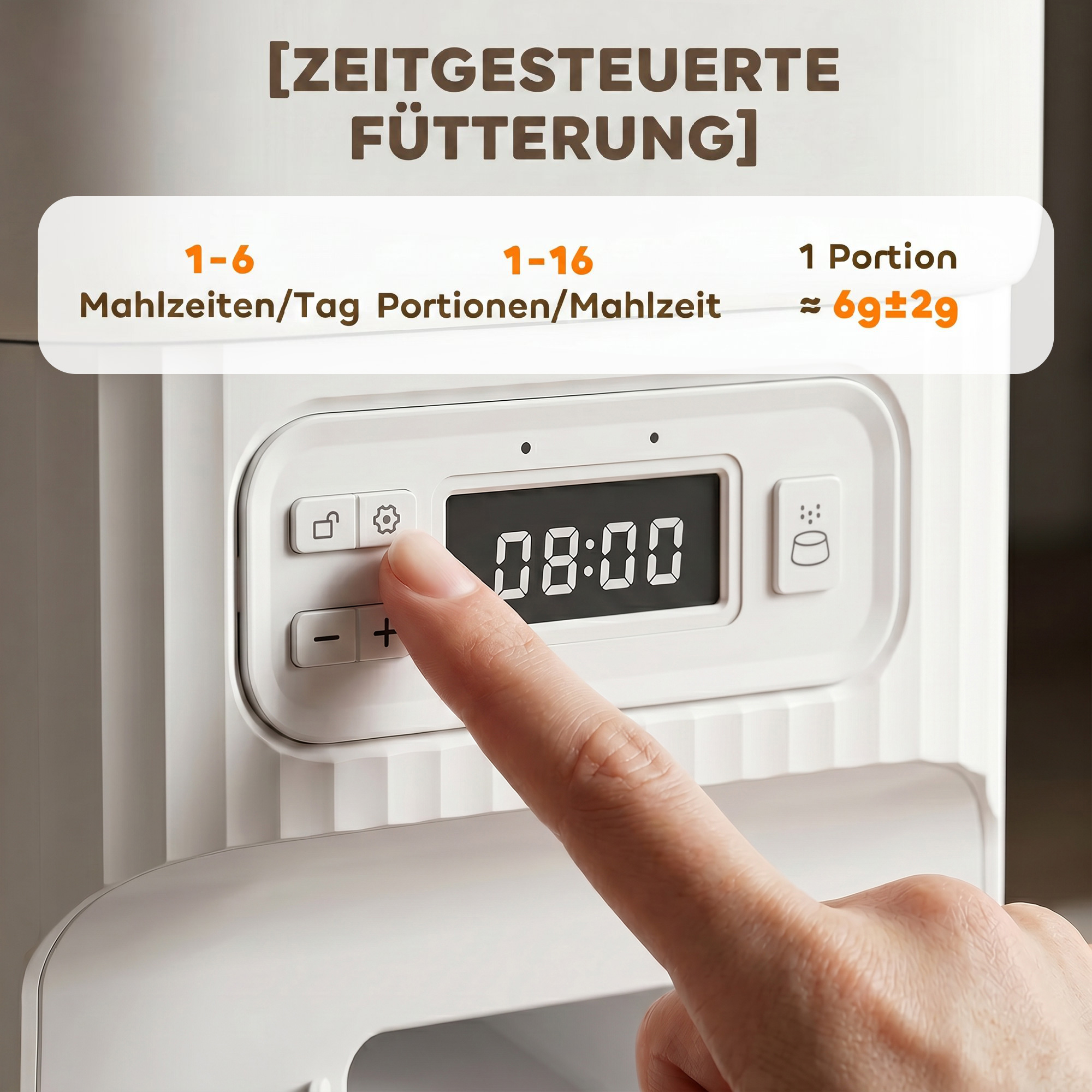 automatischer Katzenfutterspender mit Zeitschaltuhr, Portionierung und 2 Edelstahlnäpfen