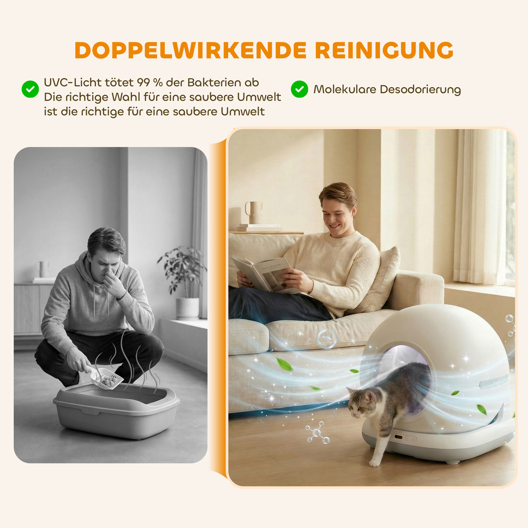 selbstreinigende Katzentoilette, XL 72L Katzenklo Selbstreinigend mit HD-Kamera, App-Steuerung Müllbeutel, für 1-12 kg
