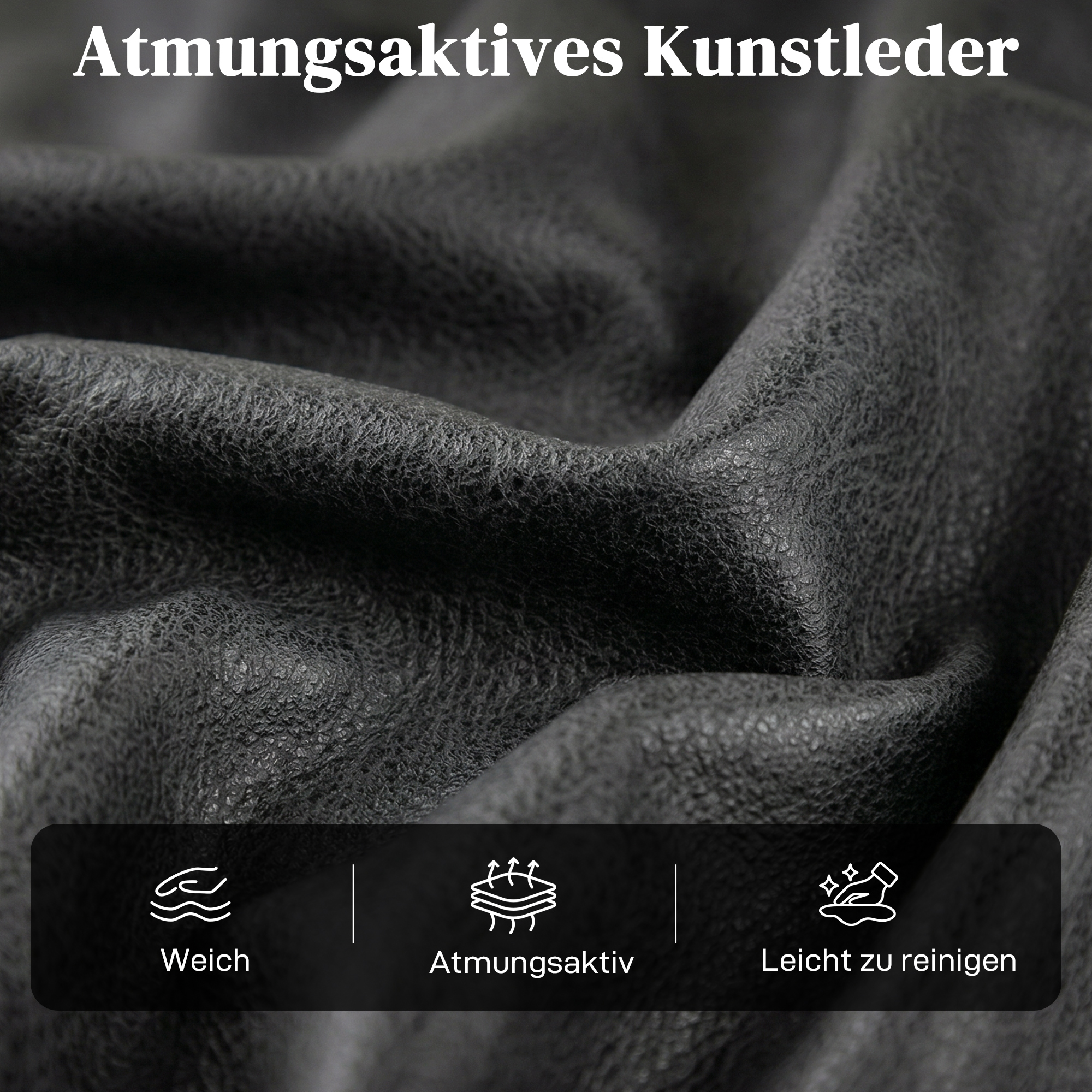 Riser- und Relaxsessel für Senioren, Elektrischer Lift-Sessel aus Kunstleder mit Doppelmotor, Federkissen, Schwarz