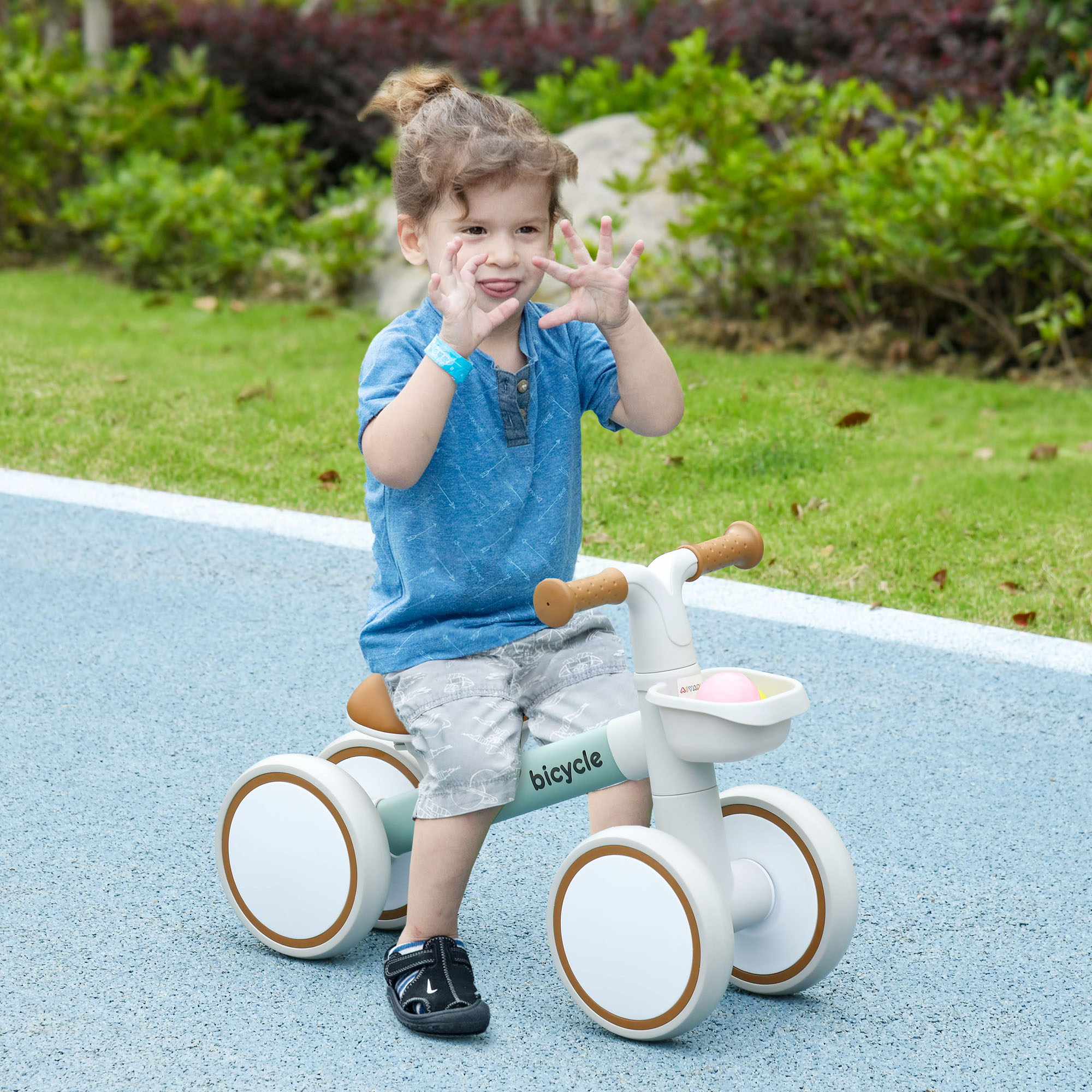 Laufrad, verstellbarer Sitz, Flüsterräder, für 1-3 Jahre, bis 20 kg, Grün/Weiß