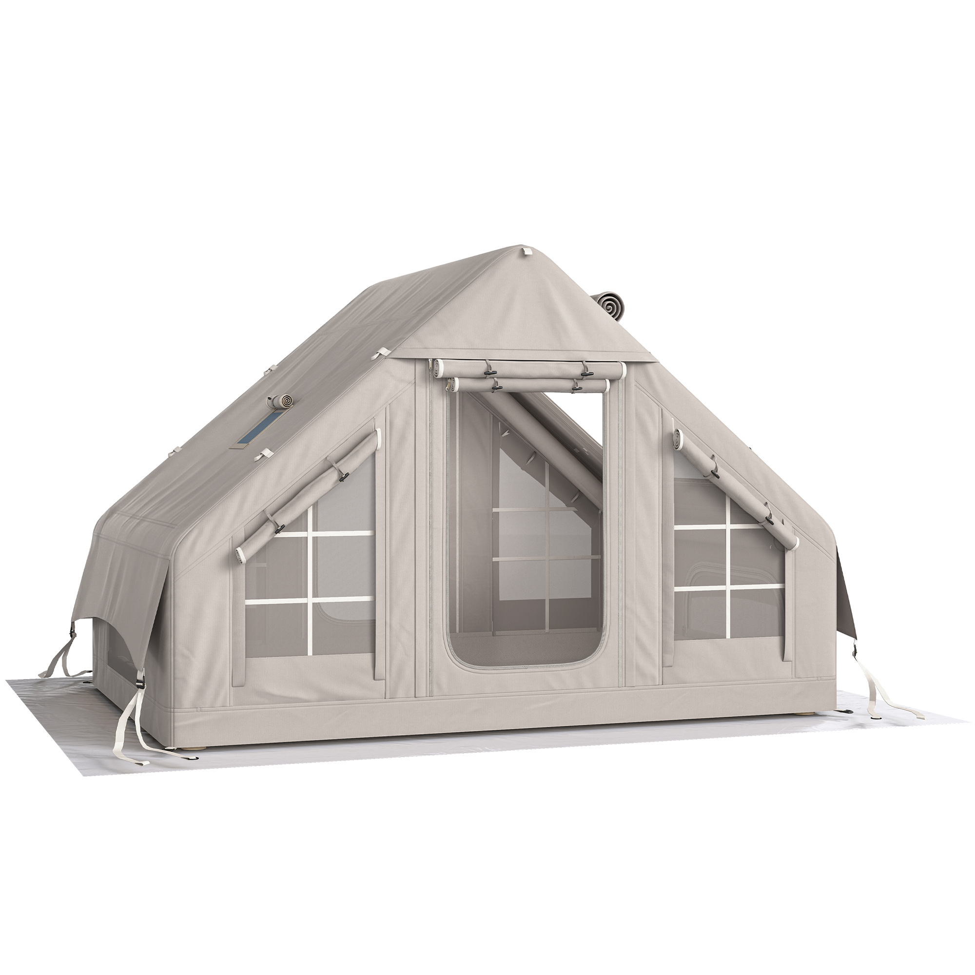 aufblasbares Zelt 5-8 Personen Schneller Aufbau 5000 mm Wasserdicht & Winddicht mit Luftpumpe Kaminöffnung Dachfenster