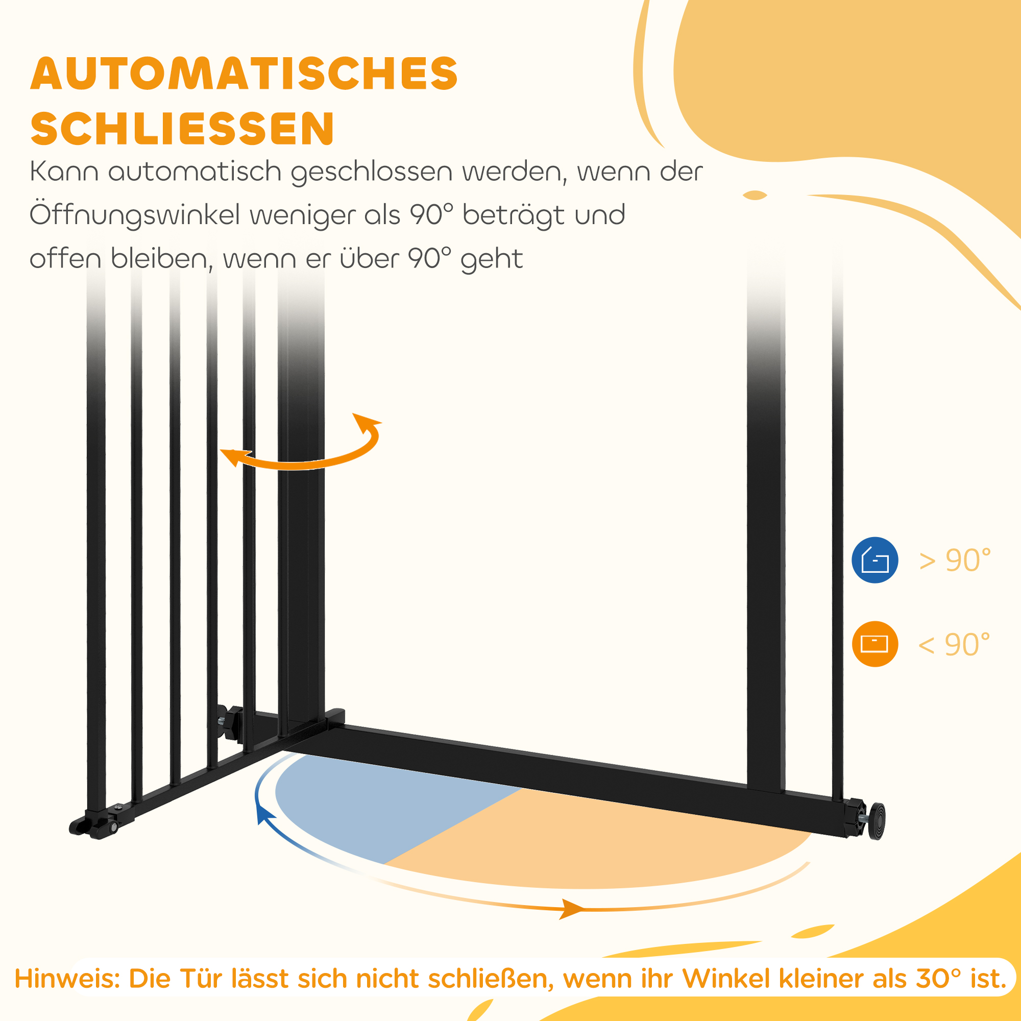 Türschutzgitter für Hunde, Absperrgitter, Schutzgitter für Haustiere, Metall, Kunststoff, 74-80 cm, Schwarz