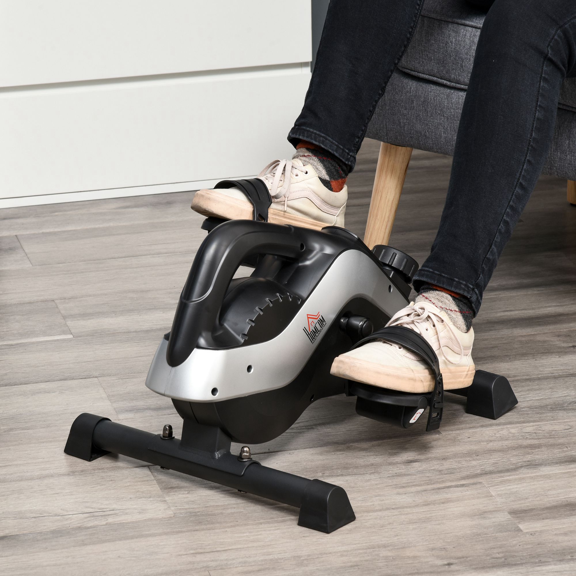 Mini Heimtrainer Pedaltrainer für Beintraining Pedal-Trainer mit Befestigungsgurt Anti-rutschmatte