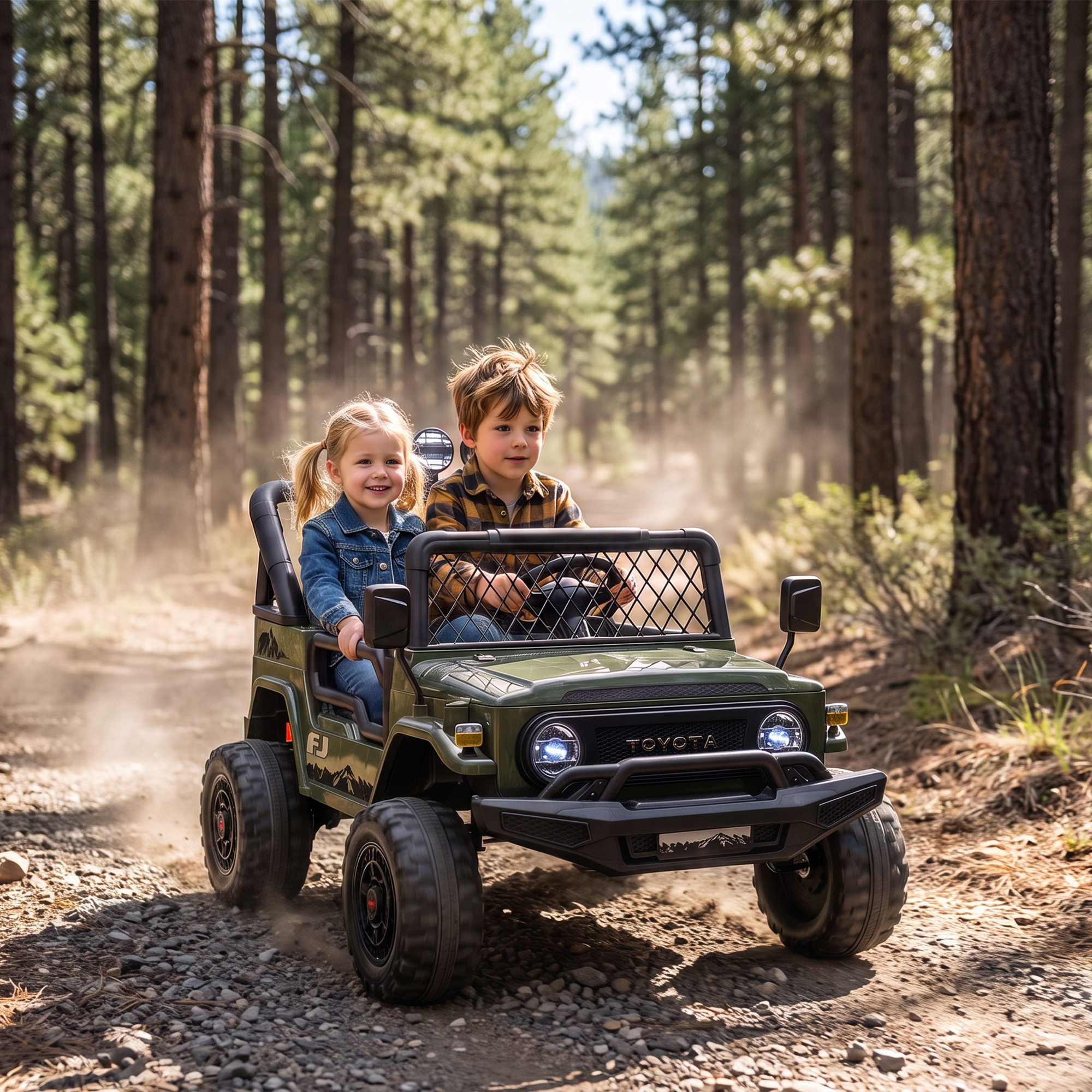 Kinder Elektroauto TOYOTA FJ 24V Elektroauto für Kinder mit Fernbedienung 200W Motor Lithium-Akku 2-Sitzer für 3-8