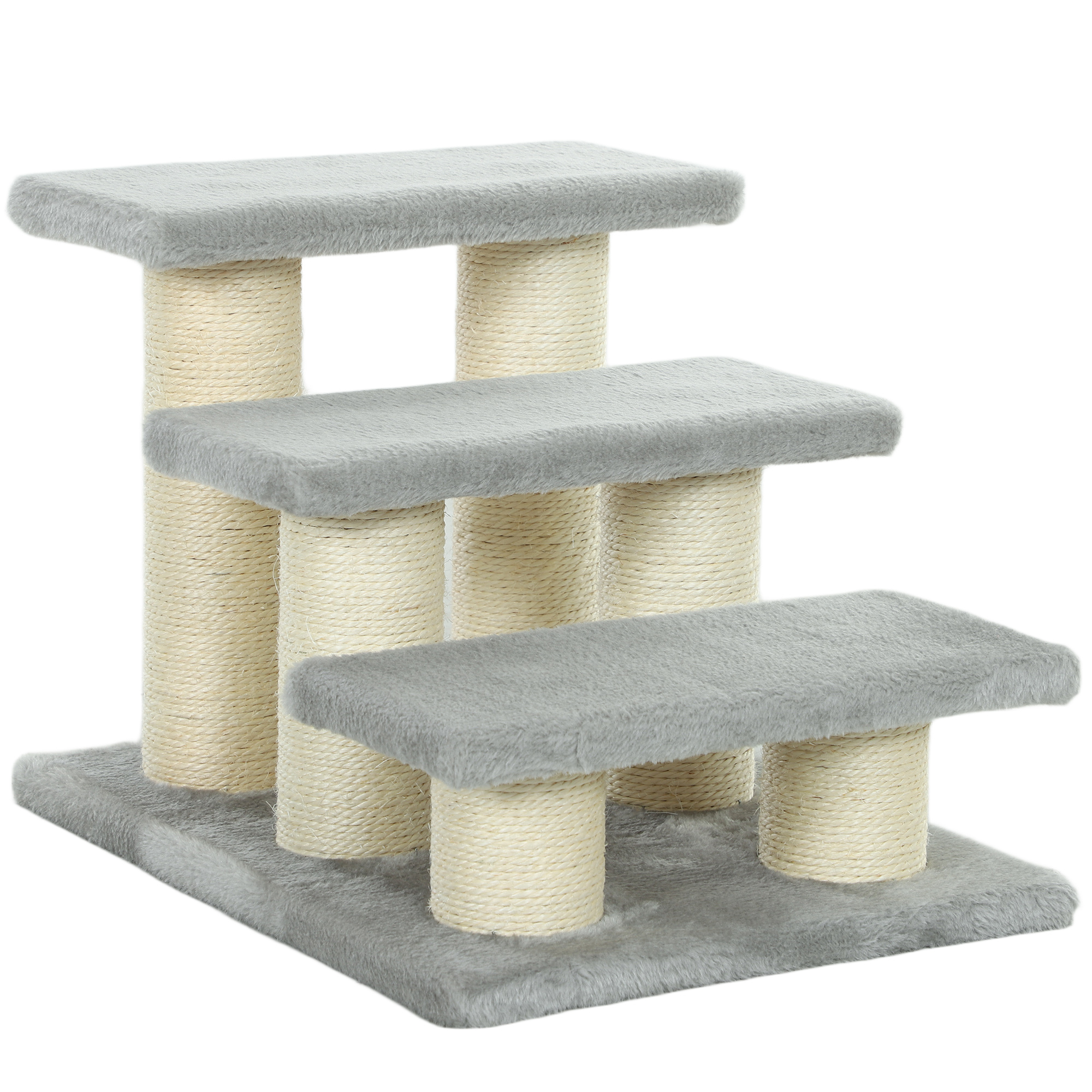 Hundetreppe 3 Stufen 34 cm Hoch Haustiertreppe für Katze Hunde Katzentreppe Einstiegshilfe für Bett, Sofa, Couch Grau