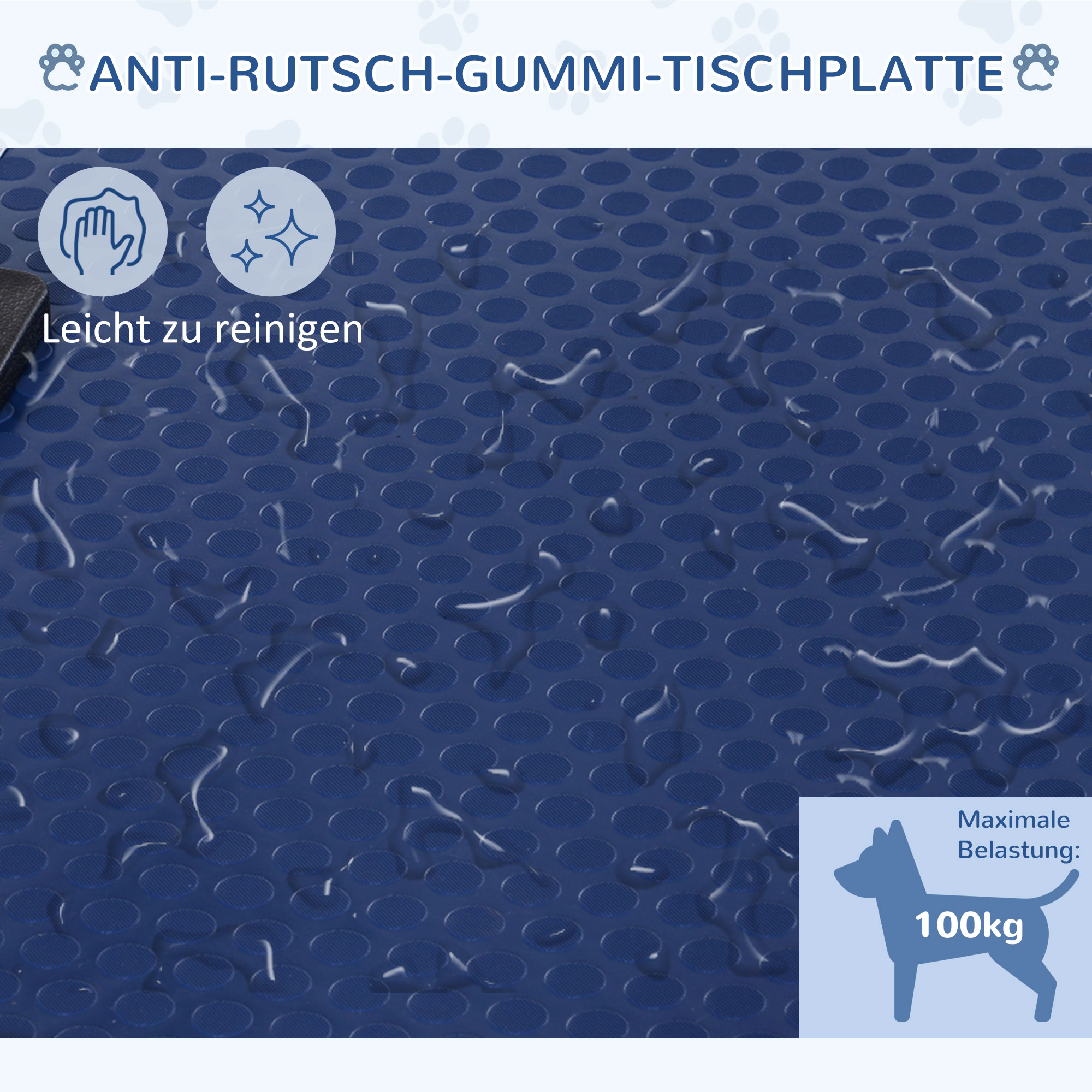 Hundepflegetisch Höhenverstellbar Tierpflegetisch Klappbar Hunde Pflegetisch Hundefriseur Tisch Schertisch Trimmtisch mit Unterkorb für Hunde Katzen bis zu 100 kg Blau