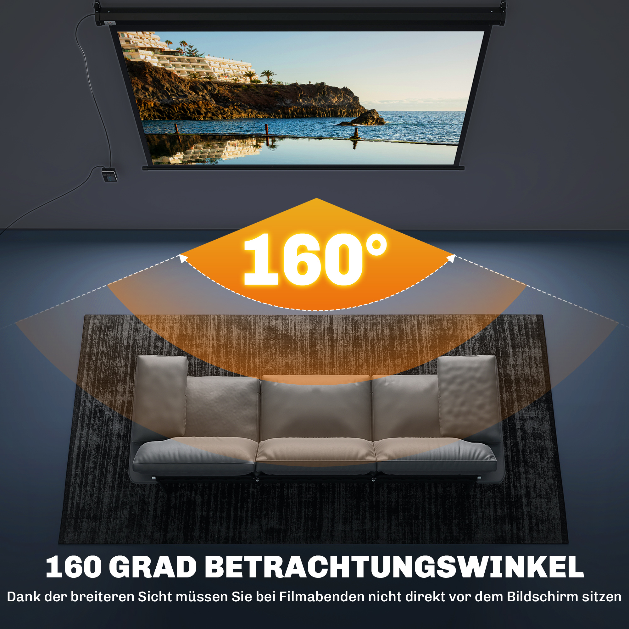 Beamer-Leinwand, Projektionsleinwand, 84", 4:3, 171x130 cm, Schwarz