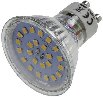 LED Strahler GU10 "H55 SMD" / 120°, 3000k, 444lm, 230V/4W, warmweiß