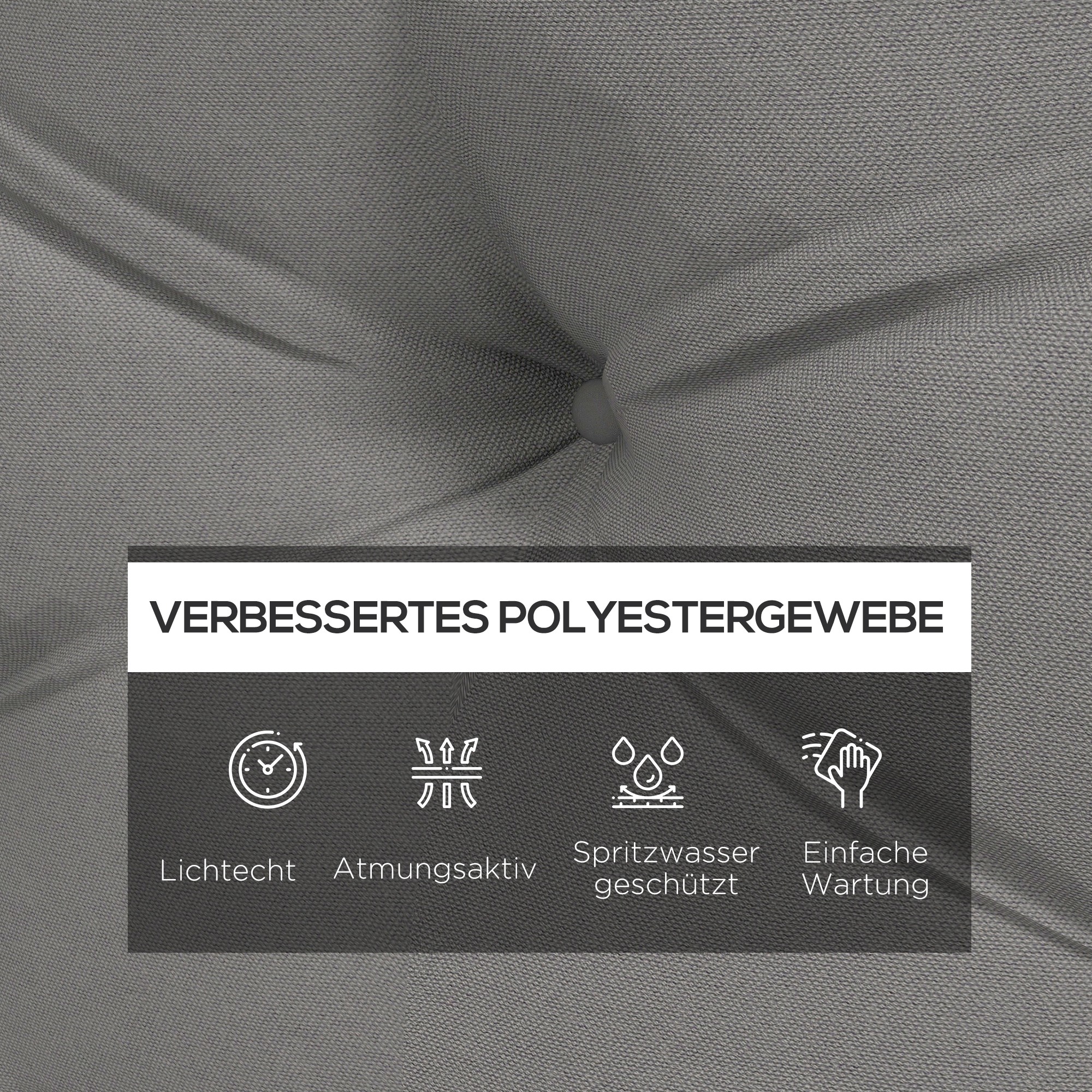 Sitzpolster Sitzkissen Polsterauflage, mit Knopfheftung, 120 x 80 x 12 cm, Grau