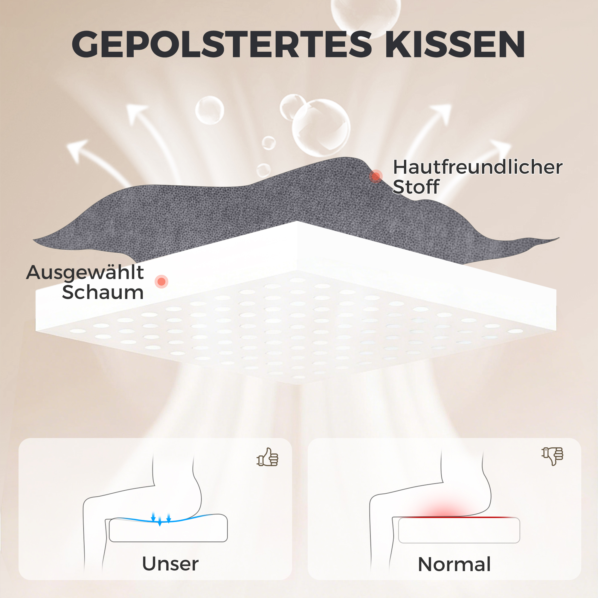 ergonomischer Massage-Bürostuhl mit 4 Knetpunkten, Chefsessel mit hoher Butterfly-Rückenlehne, breitem Sitz, Grau