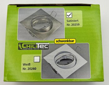 Decken-Einbaustrahler "SE80" chrom-matt / schwenkbar, 80x80mm, für 50mm Lampen
