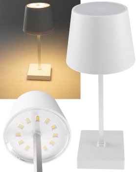 LED Akku Tischleuchte 26cm, dimmbar / USB-C, 160Lumen, 1200mAh, 3000k, Weiß