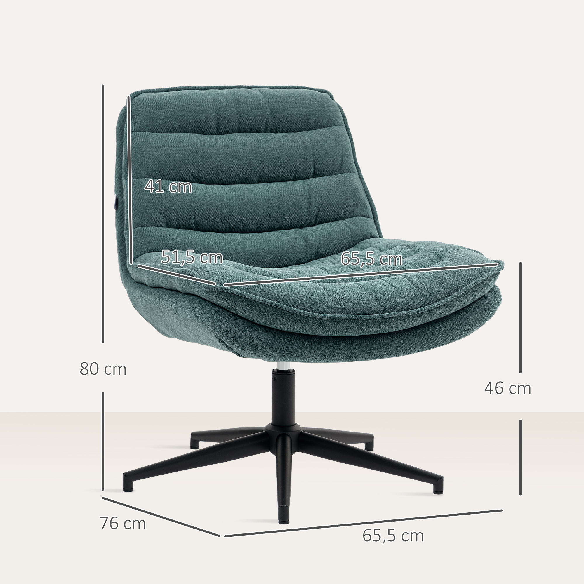 Drehbarer Bürostuhl mit breitem Sitz, Geräumiger Polsterstuhl fürs Büro, Arbeitszimmer, Dunkelgrün