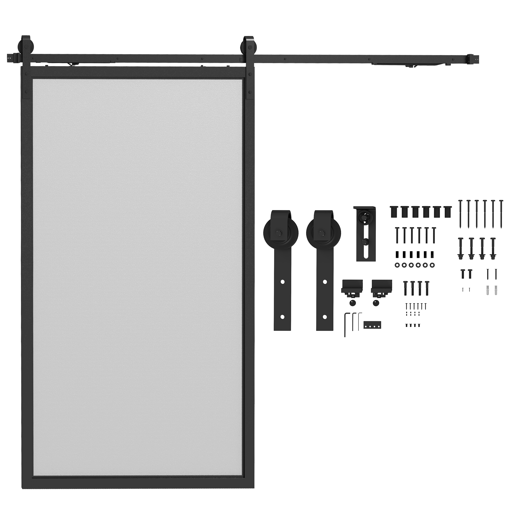 Schiebetür-Bausatz, leise & leichtgängig, für Holz- & Zementwände, 244cm, Stahl, Schwarz