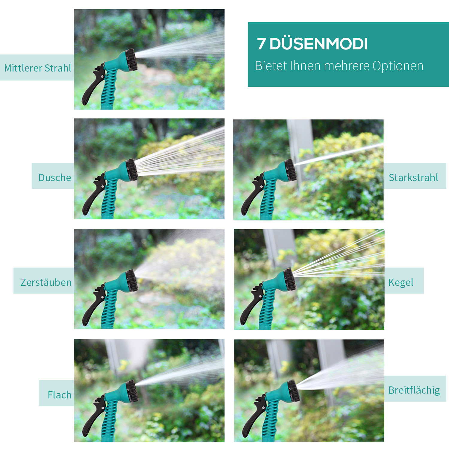 Schlauchtrommel mit Gartenschlauch 10 m Wasserschlauchaufroller mit automatische Aufrollung Wandschlauchbox 180° schwenkbar mit Multibrause Frostschutz -5-45 °C Grün + Schwarz