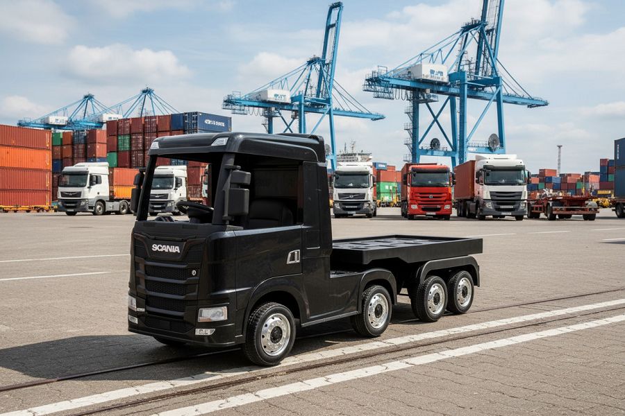 Kinderfahrzeug SCANIA R Series 4 Motoren - mit Hänger - schwarz