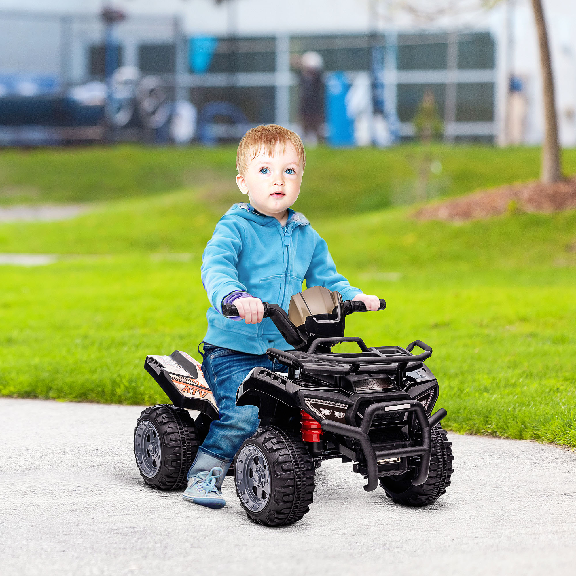Kinderquad 6V Kinderquad mit Vorwärtsfunktion, Musik, Elektro-Quad für Kinder 1,5-3 Jahre Schwarz