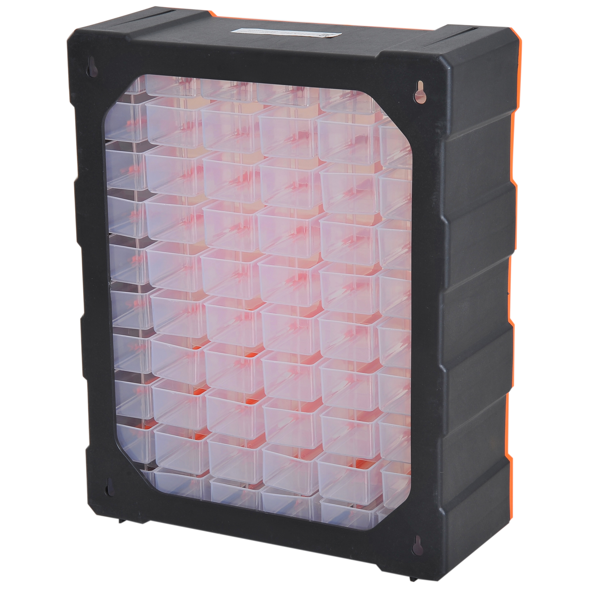 Sortierkasten Kleinteilemagazin Teile Box Aufbewahrungsbox 60 Fächer Orange L38 x B16 x H47,5 cm