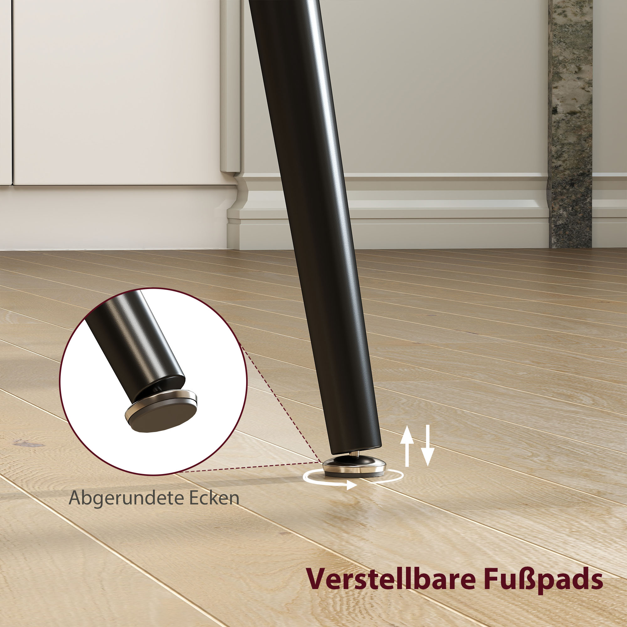 Ausziehbarer Esstisch, Erweiterbarer Tisch für 6-8 Personen, Küchentisch mit soliden Stahlbeinen