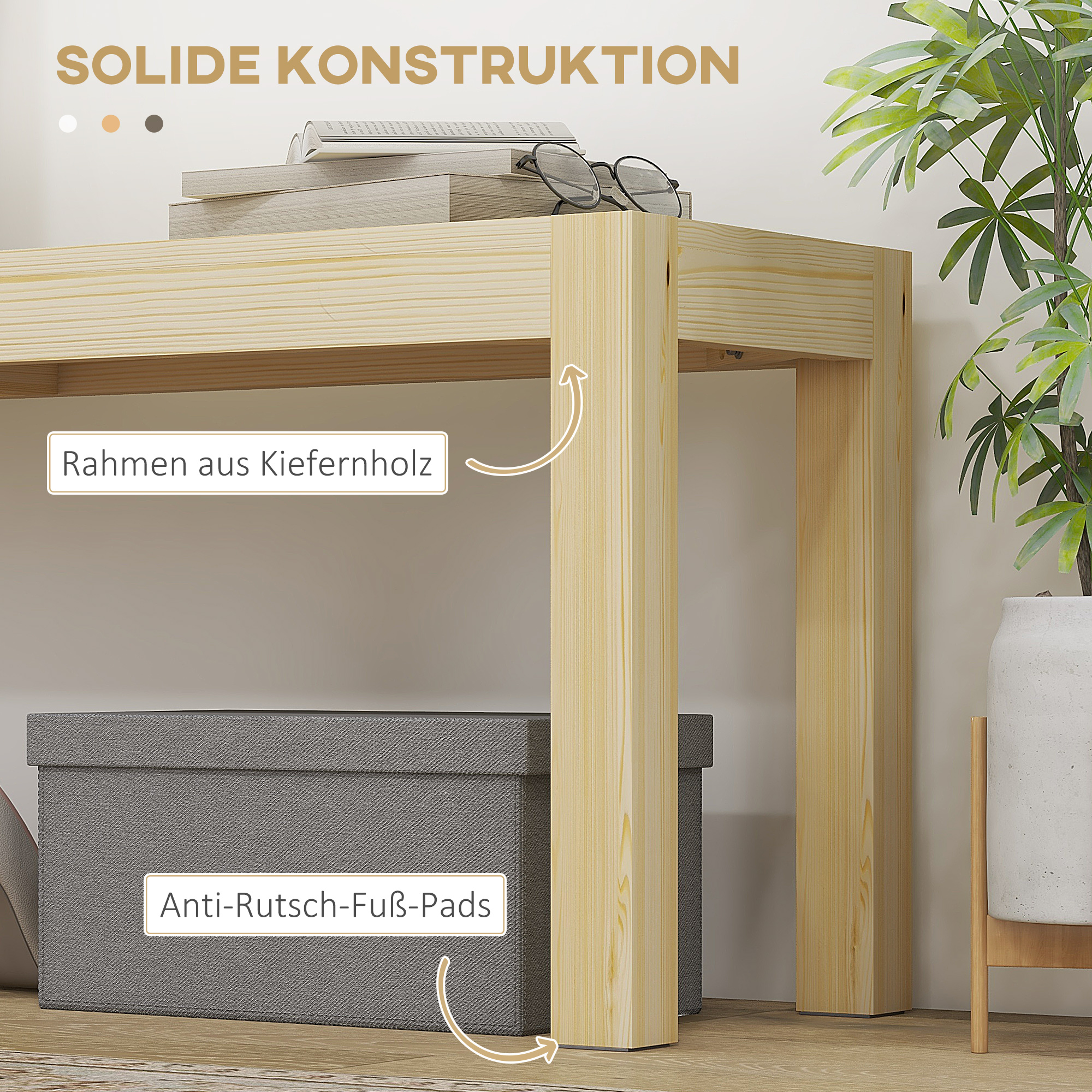 Sitzbank, Platz für 3 Personen, bis 330 kg, Kiefernholz, 175x33x45 cm