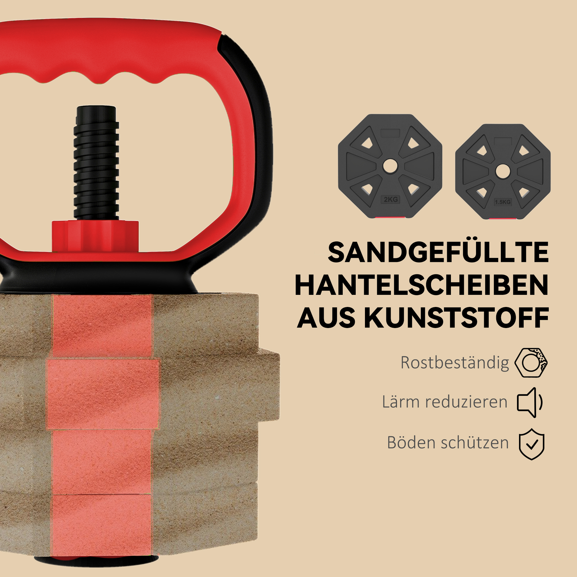 6-in-1 Hantelset Kurzhantel Set Kurzhanteln Langhanteln verstellbar 15 KG für Krafttraining Zuhause