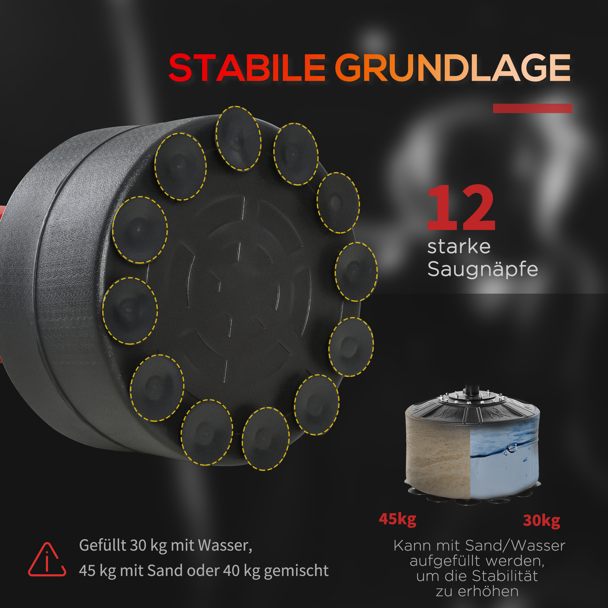 Boxstand Standbox-Trainer mit 2 Speedbällen Reflexstange und Saugnapf-Basis 160-230cm höhenverstellbar Geeignet für Erwachsene Jugendlichen Schwarz