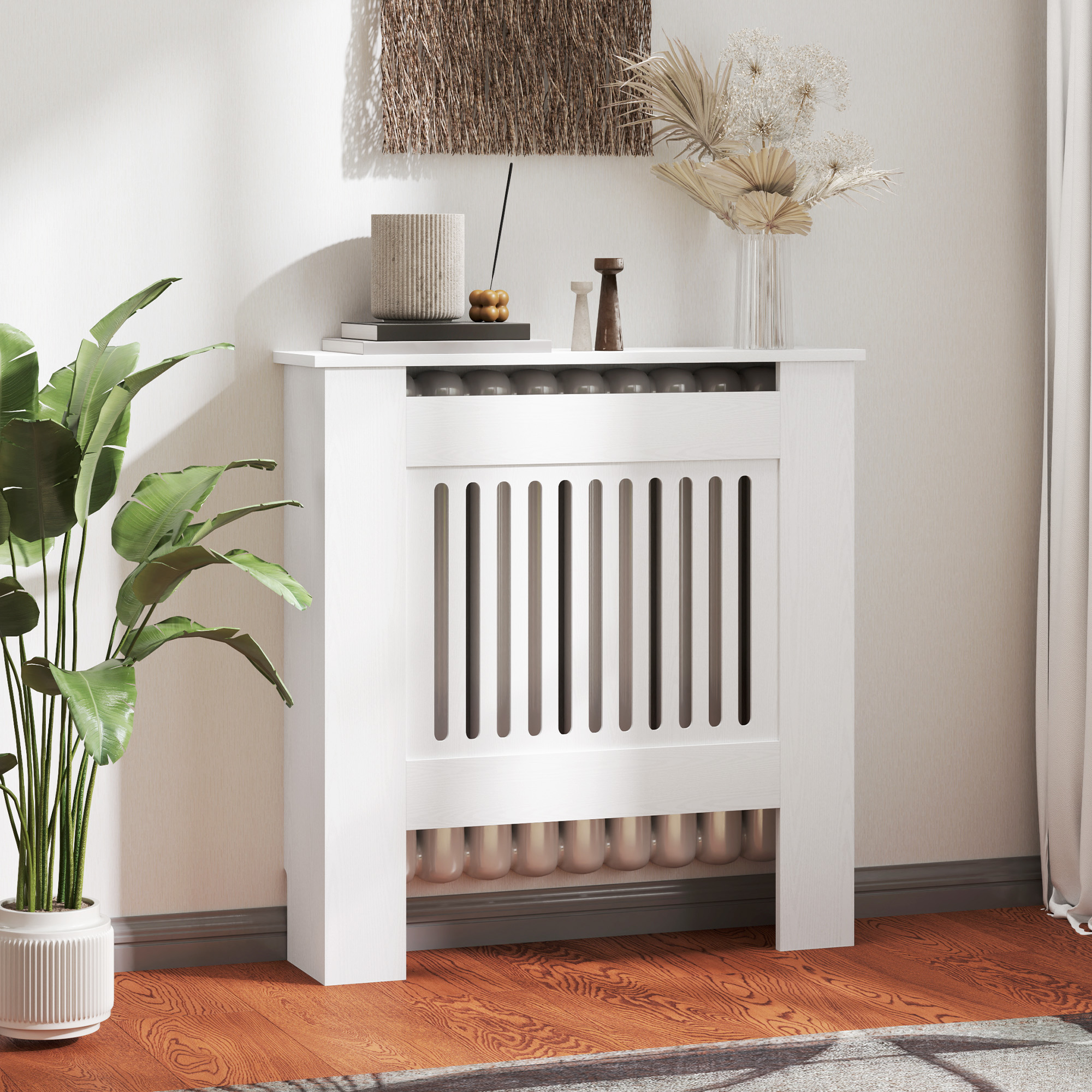 Heizkörperverkleidung, Heizungsabdeckung, 78 x 19 x 81cm, Heizkörper-Abdeckung für Schlafzimmer, Wohnzimmer, MDF, Weiß
