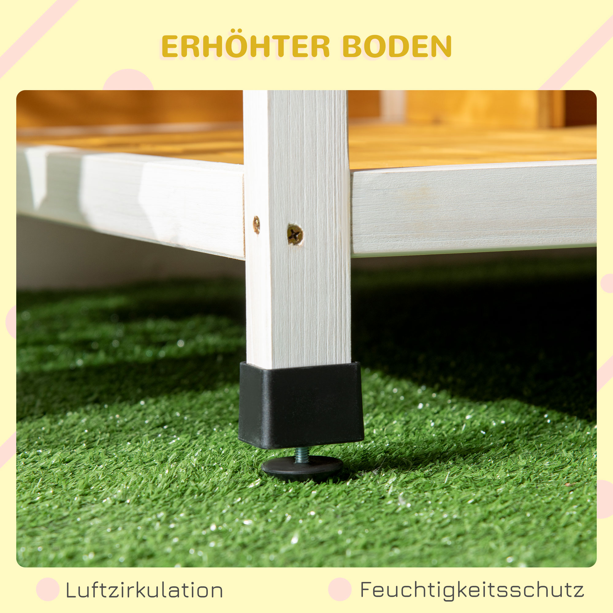 Hundehütte mit Veranda, aufklappbares Dach, Fenster, verstellbare Füße, Naturholz, orange, 85,5 x 62 x 60 cm