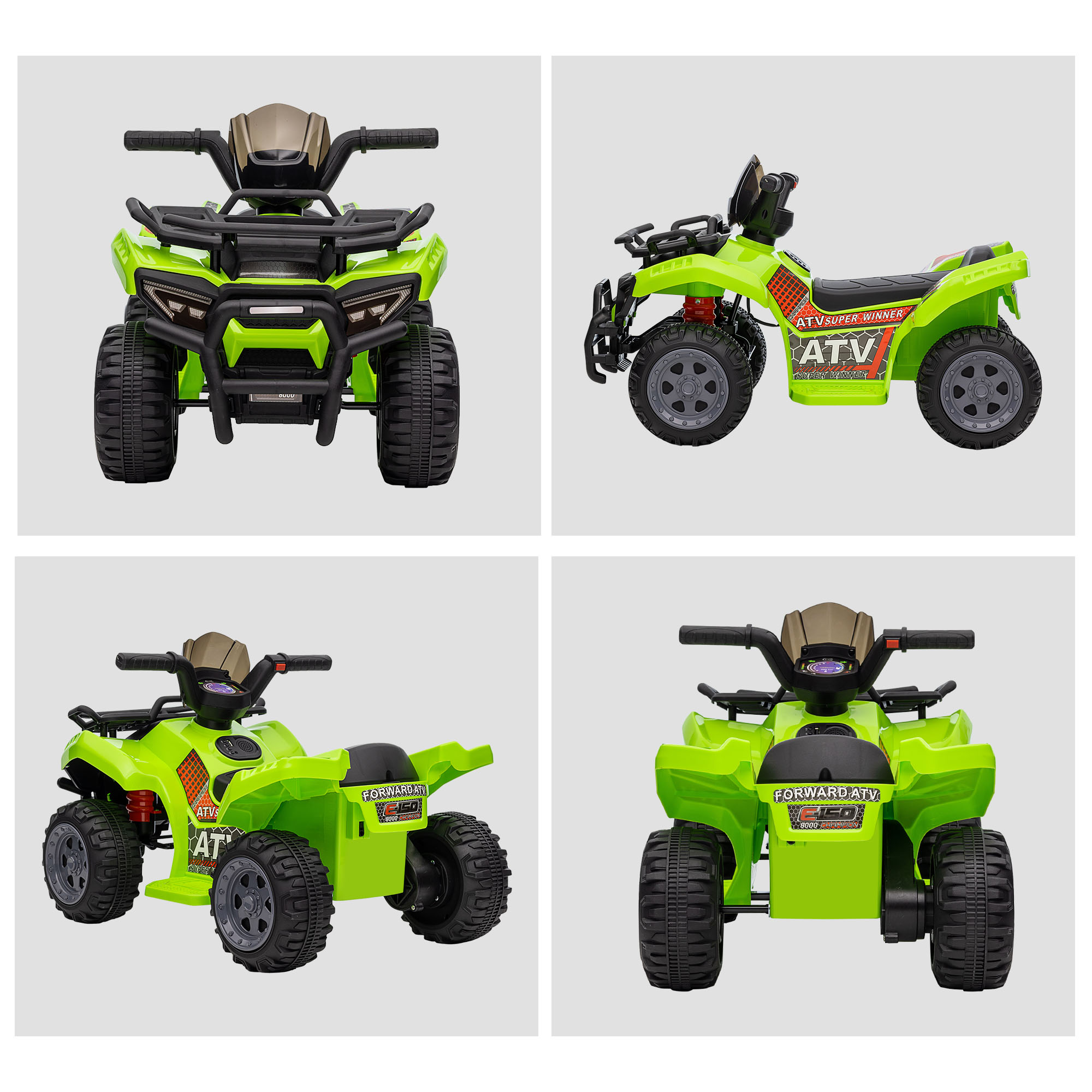 Kinderquad 6V Kinderquad mit Vorwärtsfunktion, Musik, Elektro-Quad für Kinder 1,5-3 Jahre Grün