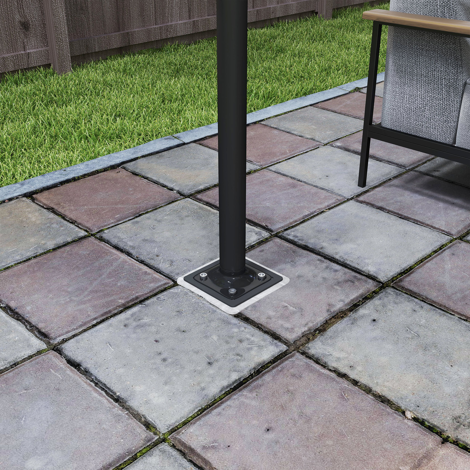 Schirmständer, Sonnenschirmbasis, Bodenhalter für Sonnenschirme, feste Installation, Metall, Dunkelgrau