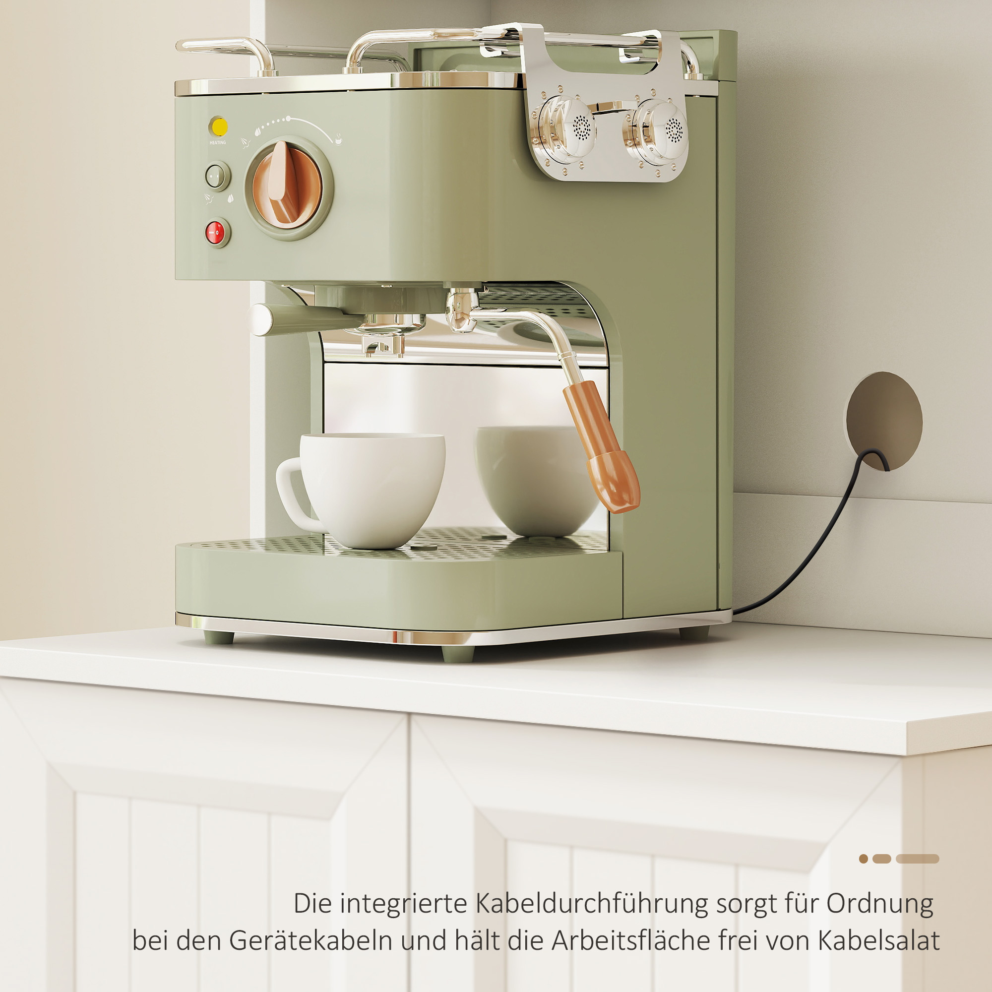 Küchenschrank, verstellbares Regal, Arbeitsplatte, Acryltüren, Kabelloch, für Wohnzimmer, Küche, Esszimmer, MDF, Weiß