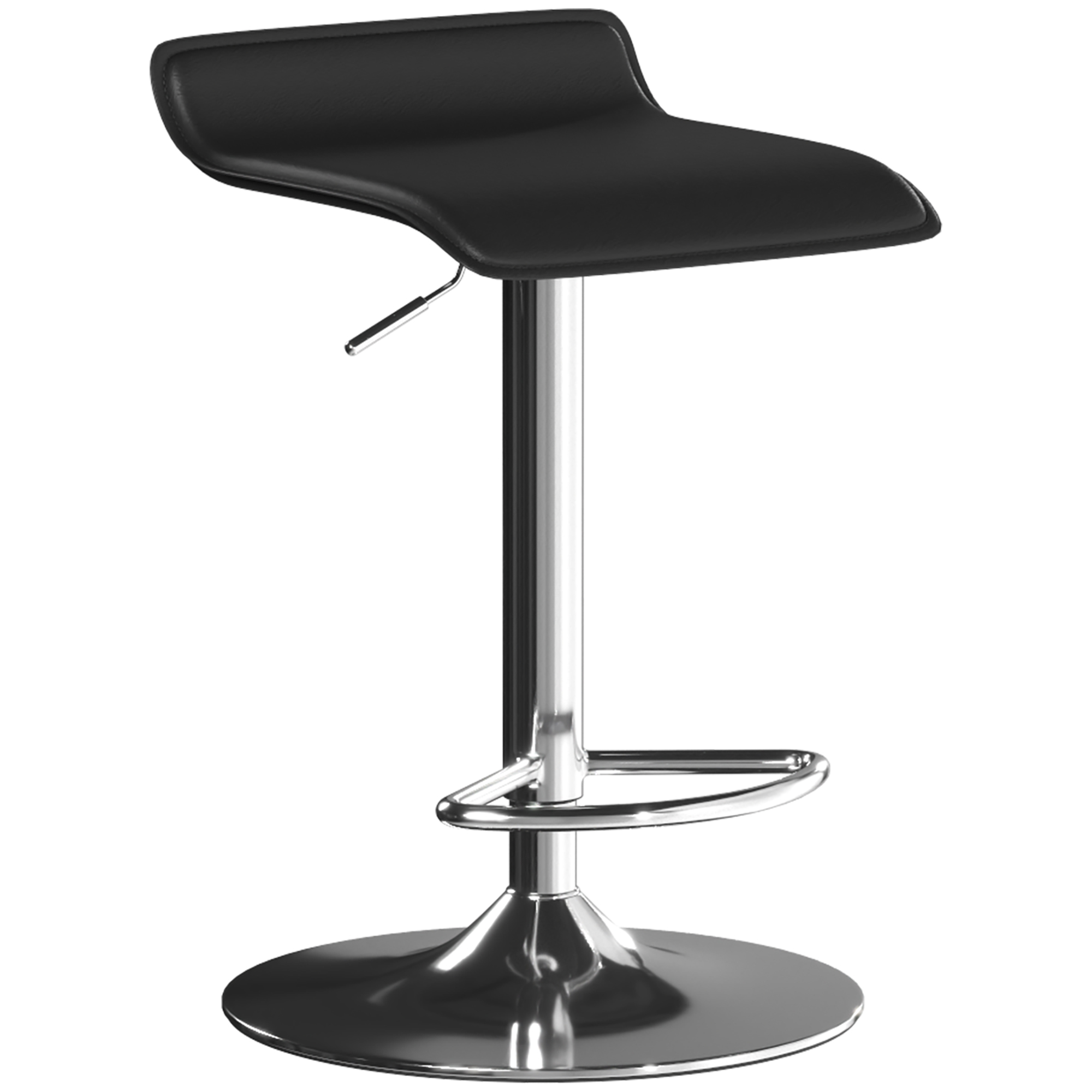 Barhocker 360° Drehbar Barstuhl mit Silber-Stahlgestell, Höhenverstellbar Küchenstuhl mit Fußstütze, Schwarz