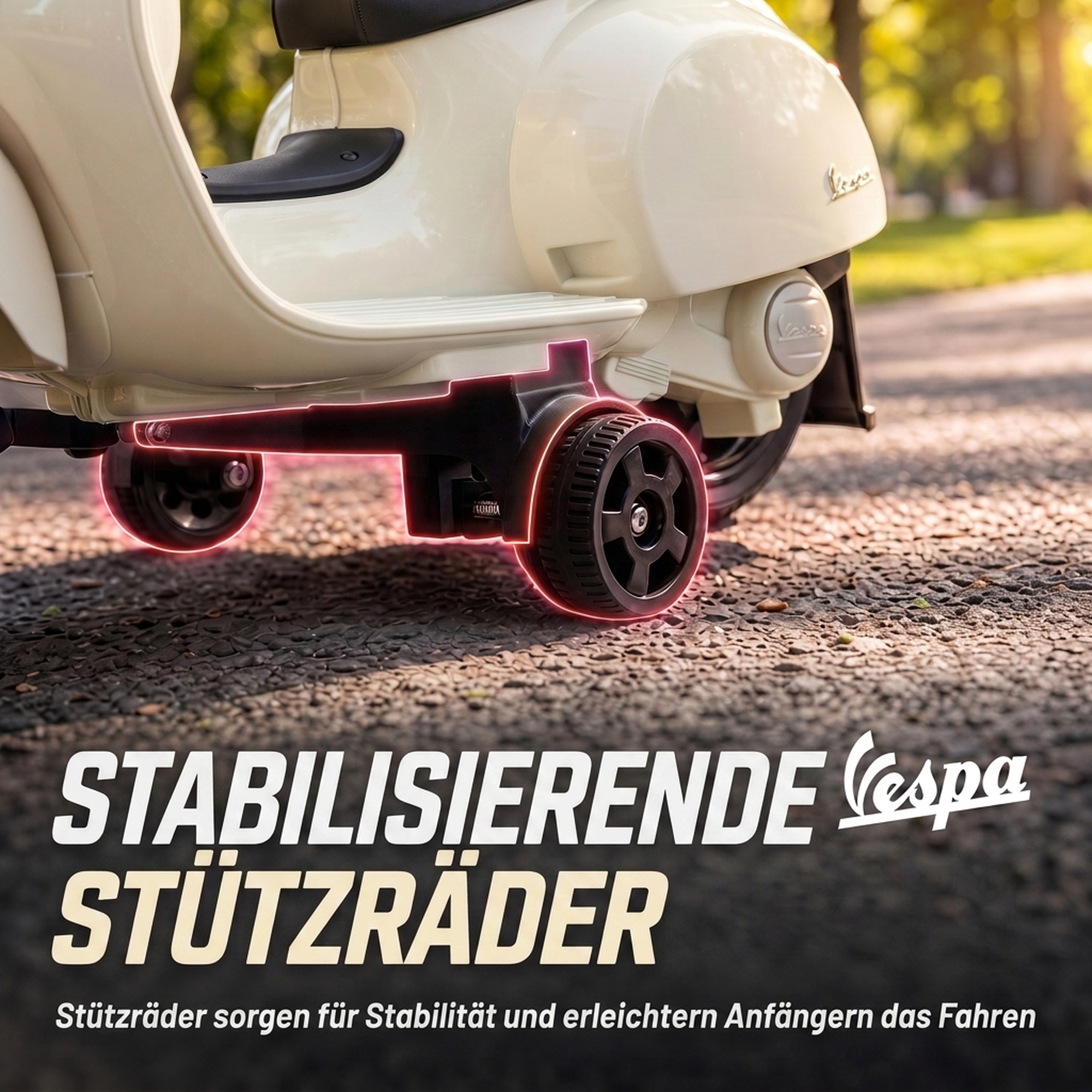 Elektro Motorrad Kinder Mini Vespa GTS 6V Elektromotorrad mit Lithium-Akku Ergonomischer Sitz Rückenlehne 1,5-3 Jahren